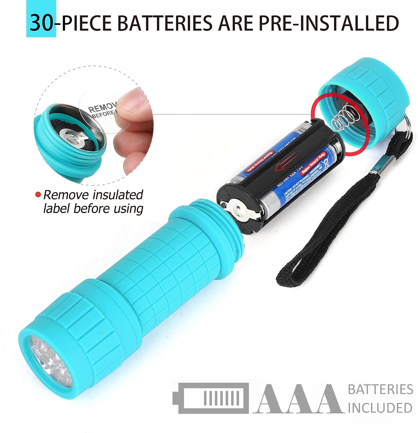 FASTPRO 10-Pack 9-LED Mini Flashlight Set with AAA Batteries Included | Small FLashlights with Lanyard, For Class Teaching, Camping, Wedding Favor