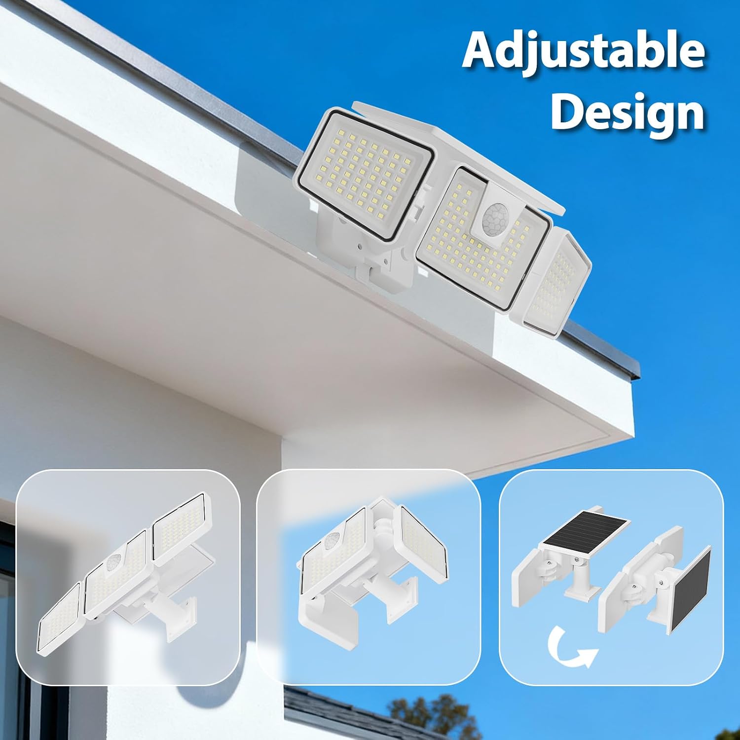 INCX Solar Lights Outdoor, 3000LM Motion Sensor Outdoor Lights, 2PCS, White