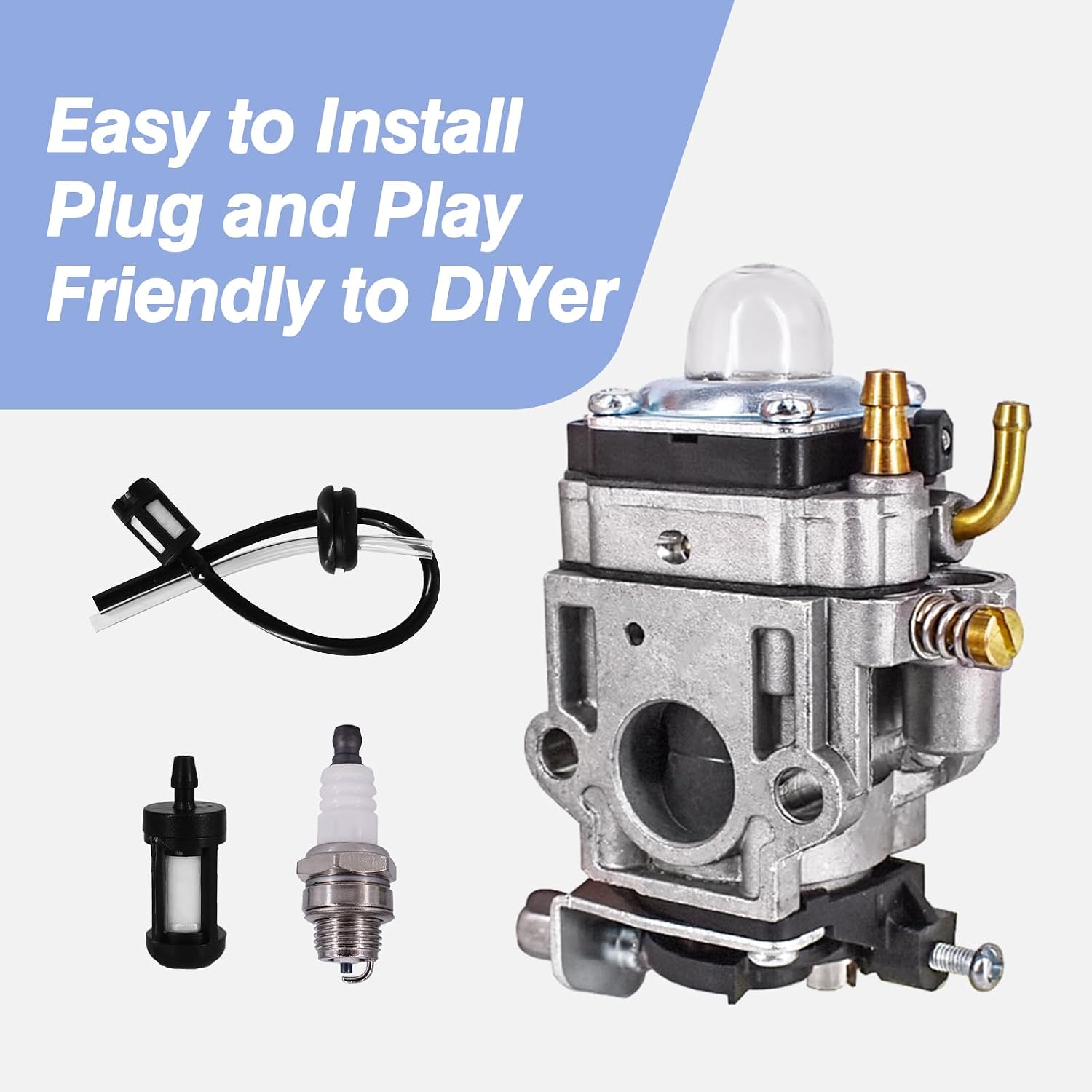 Carburetor Kit Fits for 43cc 47cc 49cc 50cc Scooter Dirt Mini Pocket Bike Motorcycle 2-Stroke Engine 15mm Replace Carb For Go-Ped BladeZ Cart Echo