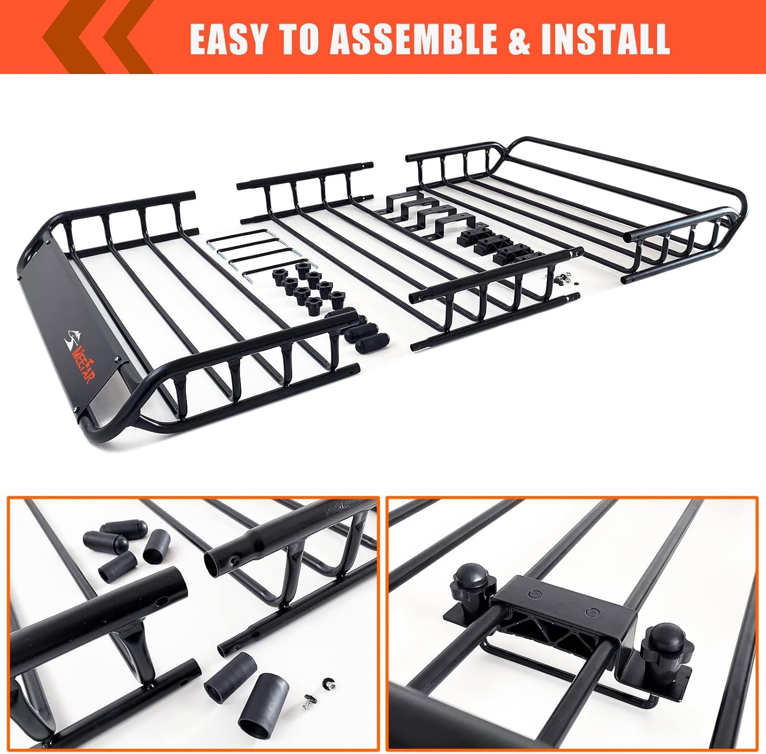 Roof Rack Rooftop Cargo Carrier Basket 65"*39"*6"+Waterproof Bag 20 Cu.Ft. | Roof Basket include Cargo Net with Hooks,Ratchet Straps,Combination Lock|200 Lbs Capacity,Universal Rooftop Large Roof Rack