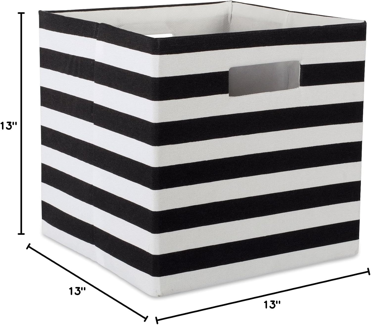 DII Polyester Cube Storage Collection Collapsible Hard Sided Bin, 13x13x13, Black