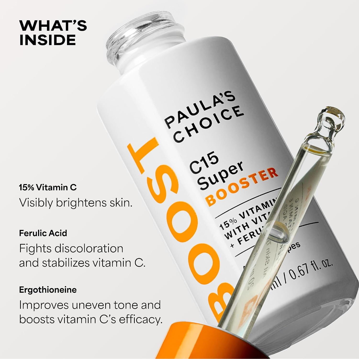 Paula's Choice BOOST C15 Super Booster 15% Vitamin C Face Serum | Daily Serum with Vitamin E & Ferulic Acid for Discoloration & Glow, Fragrance-Free