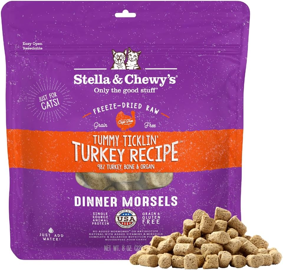 Stella & Chewy's Freeze-Dried Raw Cat Dinner Morsels - Premium Chicken Recipe with 98% Cage-Free Meat & Organs - Natural Grain-Free Cat & Kitten Food - Made in USA - 18 oz