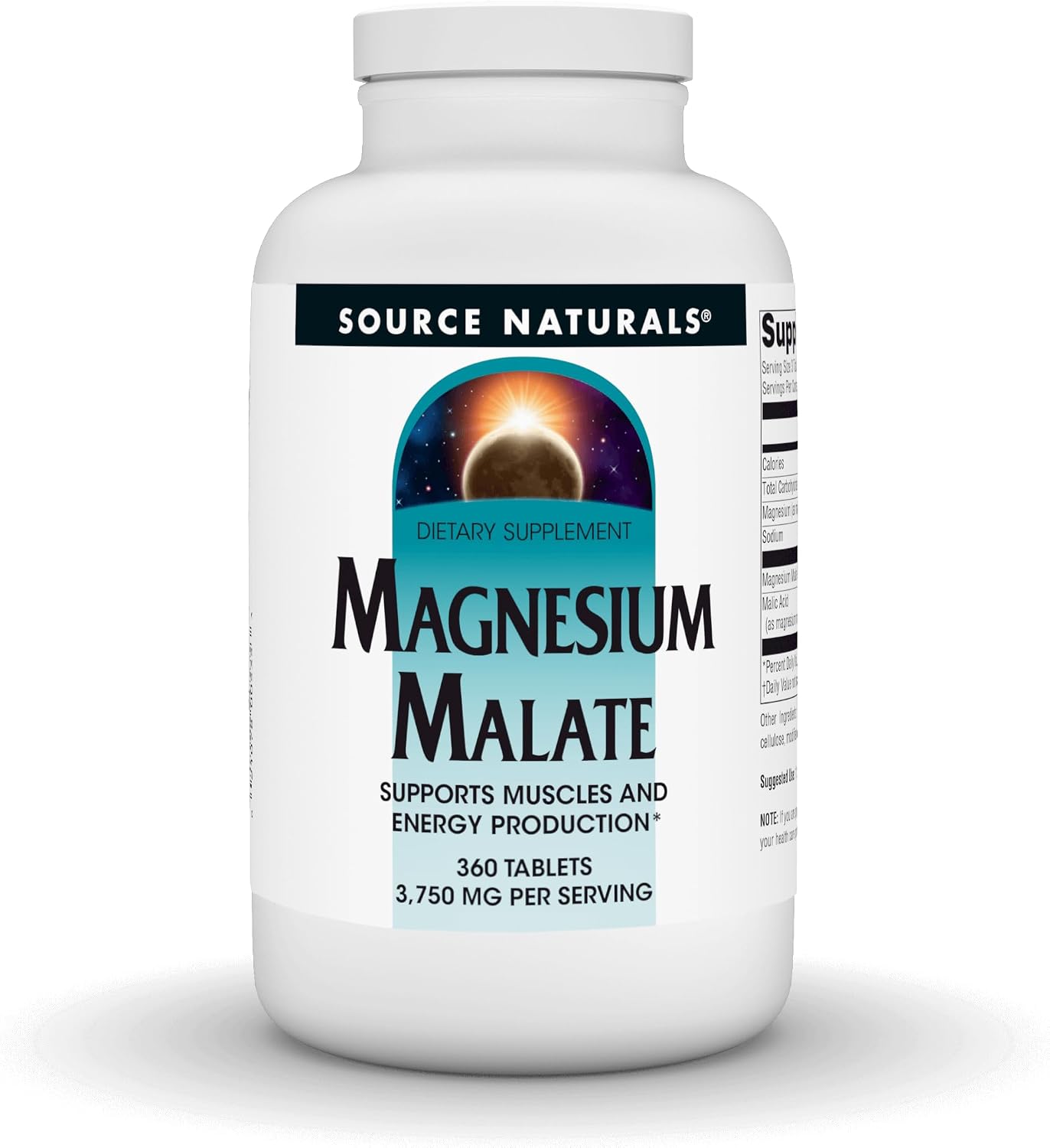 Source Naturals Magnesium Malate, 3,750 mg - 180 Vegetarian Tablets | Supports Muscles and Energy Production*