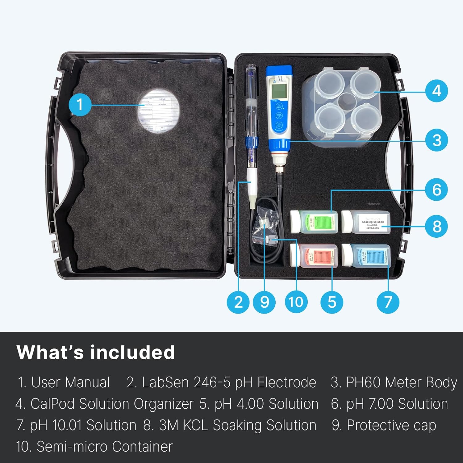 Apera Instruments AI311 Premium Series PH60 Waterproof pH Pocket Tester Kit, Replaceable Probe, ±0.01 pH Accuracy, Lcd display