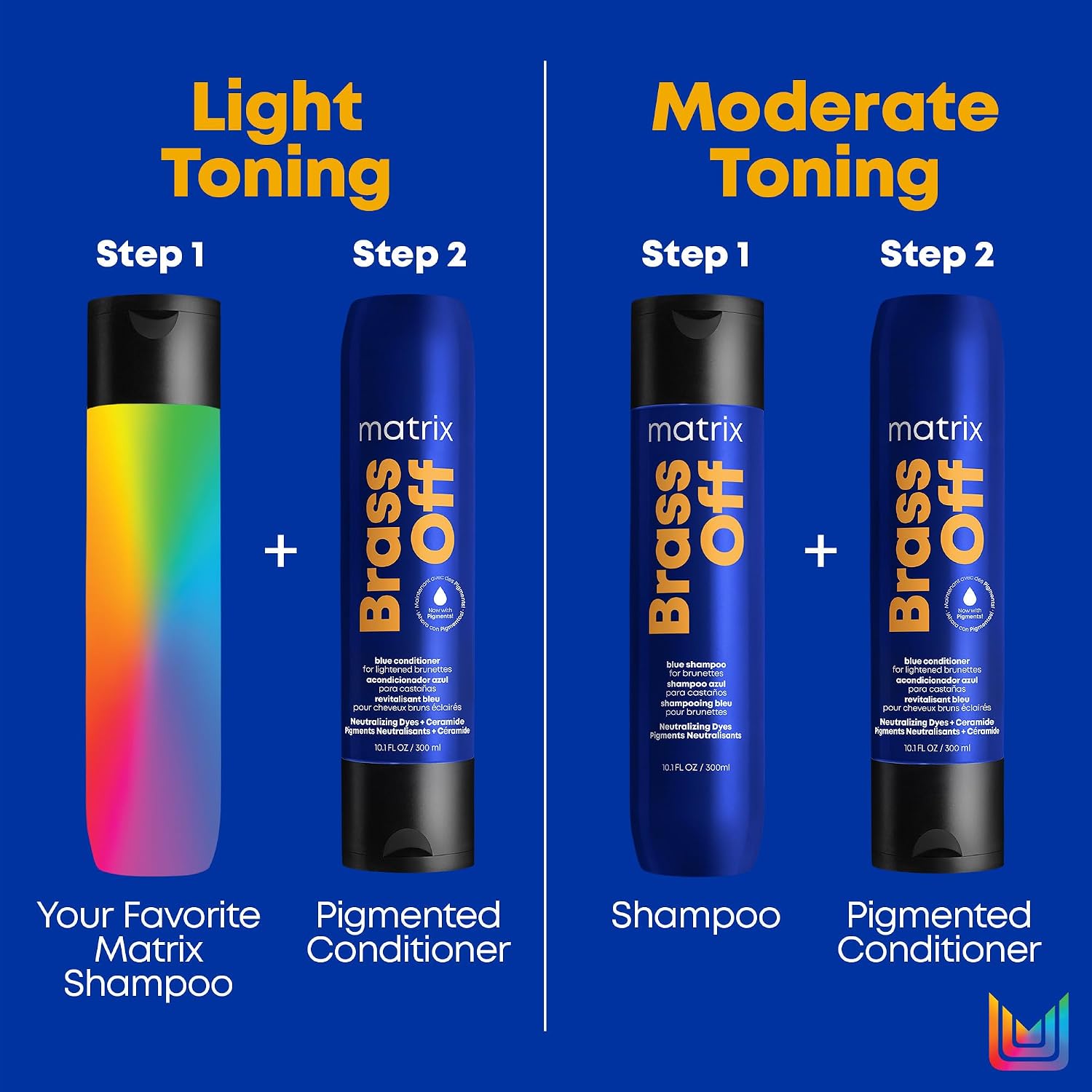 Matrix Brass Off Toning Blue Shampoo - Refreshes and Neutralizes Brassy Tones, For Color Treated Hair, Lightened Brunettes or Dark Blondes
