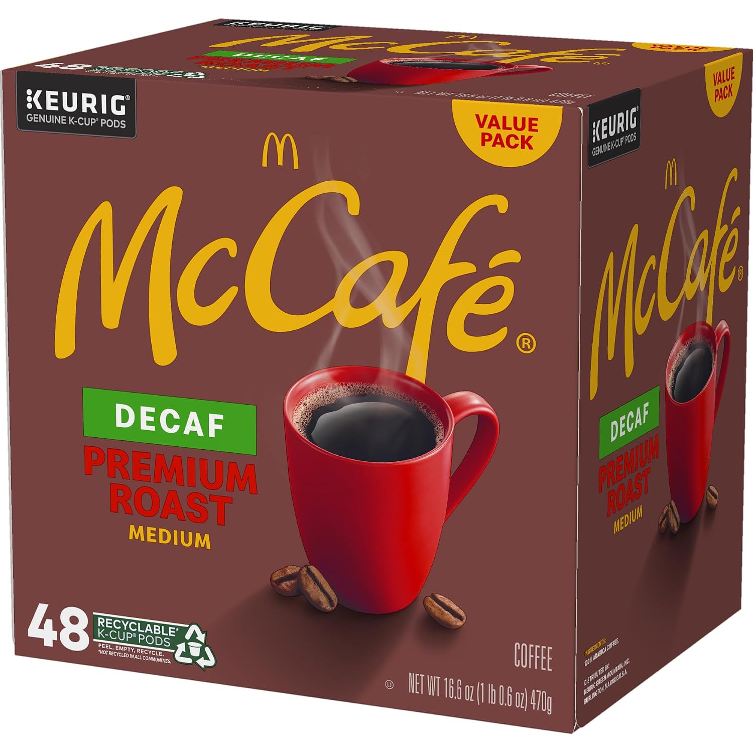 McCafe Premium Roast Decaf Coffee, Single Serve Keurig K-Cup Pods, Decaffeinated, 96 Count (4 Packs of 24)