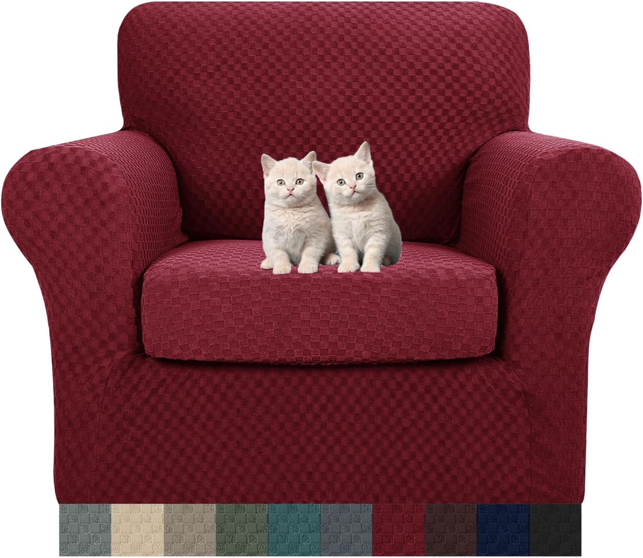 MAXIJIN Latest Recliner Slipcovers for Living Room 4 Pieces Stretch Jacquard Recliner Chair Cover Soft Fitted Recliner Protector with Elastic Bottom