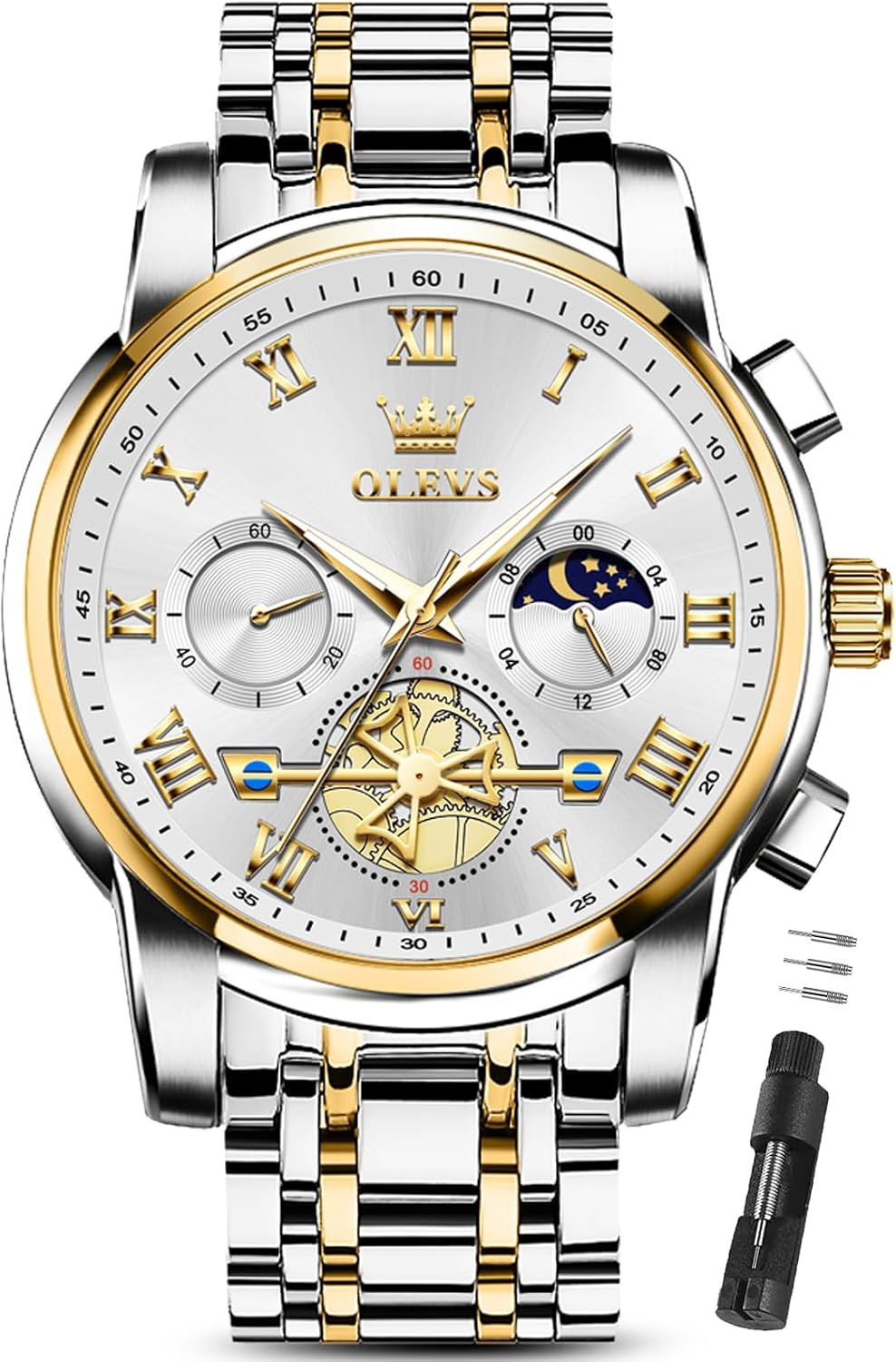 OLEVS Watch Men Luxury Dress Stainless Steel Date Analog Watch Waterproof