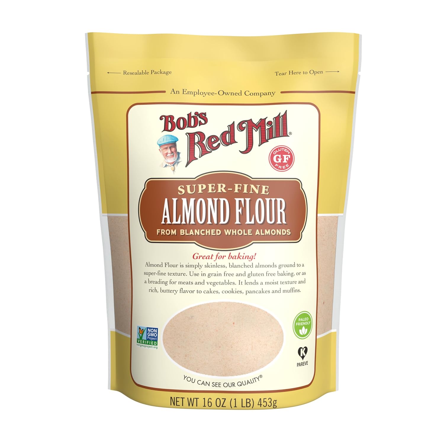 Bob's Red Mill Blanched Almond Flour, Finely Sifted - 1 Pound (Pack of 4) - Non-GMO, Gluten Free, Paleo, Vegan, Keto Friendly
