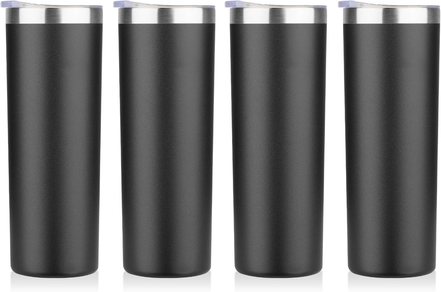 HASLE OUTFITTERS 20 oz Skinny Tumblers Bulk Set, Stainless Steel Insulated Slim Tumblers with Lids, Reusable Double Wall Travel Coffee Mugs
