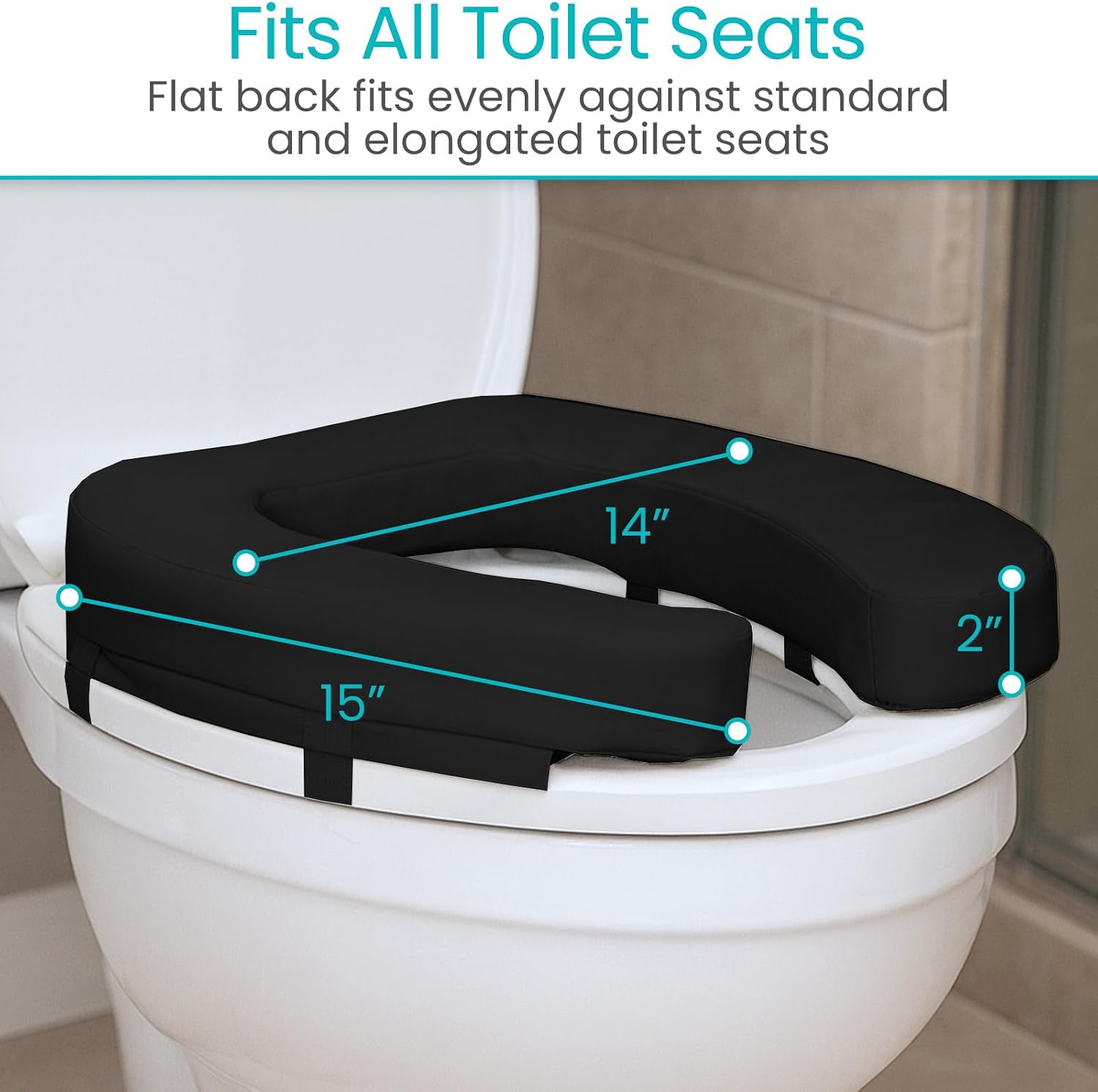 Vive Toilet Seat Cushion (Soft Cushioned Foam) - Easy Clean Soft Padded