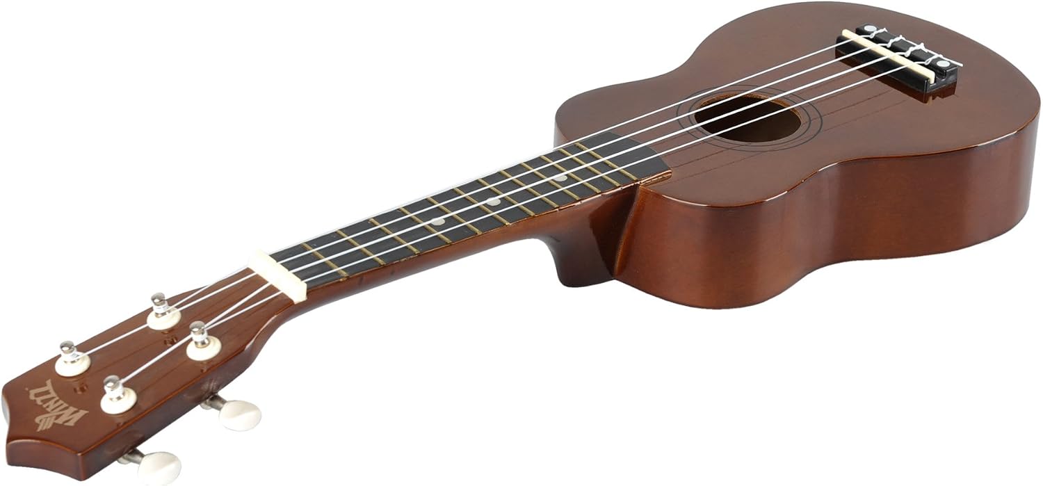 Winzz Soprano Ukulele Starter Kit For Beginners with Bag, Clip-On Tuner, Extra Strings, Strap, Plectrum, Fret Stickers, Chords Card, Polishing Cloth, Black