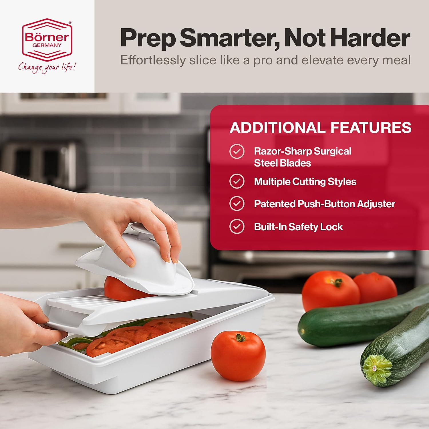 Swissmar V-Prep™ Mandoline Slicer – Versatile Kitchen Slicer for Julienne, Shred