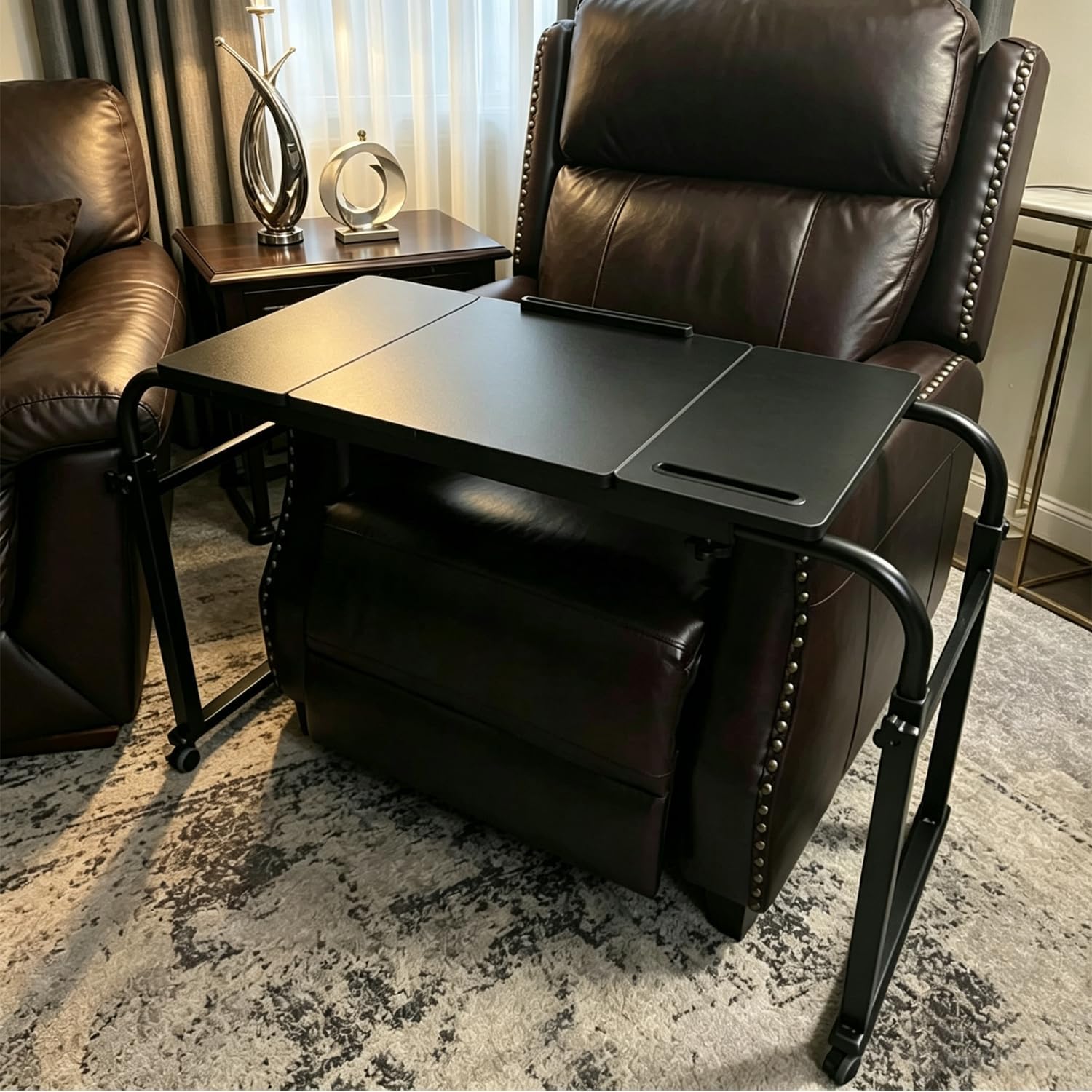 Overbed Laptop Cart Over The Bed Table with Wheels Adjustable Bed Hospital