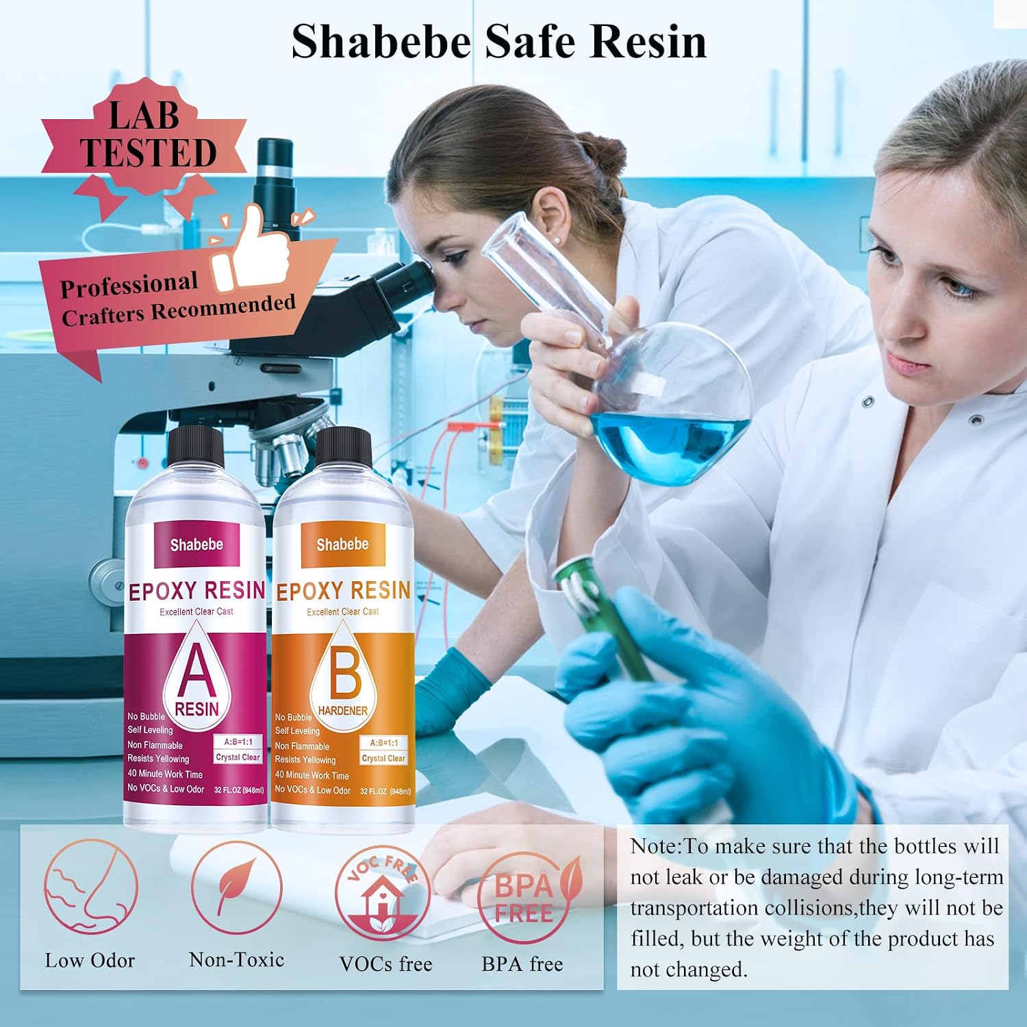 Epoxy Resin, 32OZ Epoxy Resin Crystal Clear, Not-Yellowing No-Bubble, Self Leveling Easy Pour/Mix 1:1 Casting Kit & Coating for DIY Jewelry Making