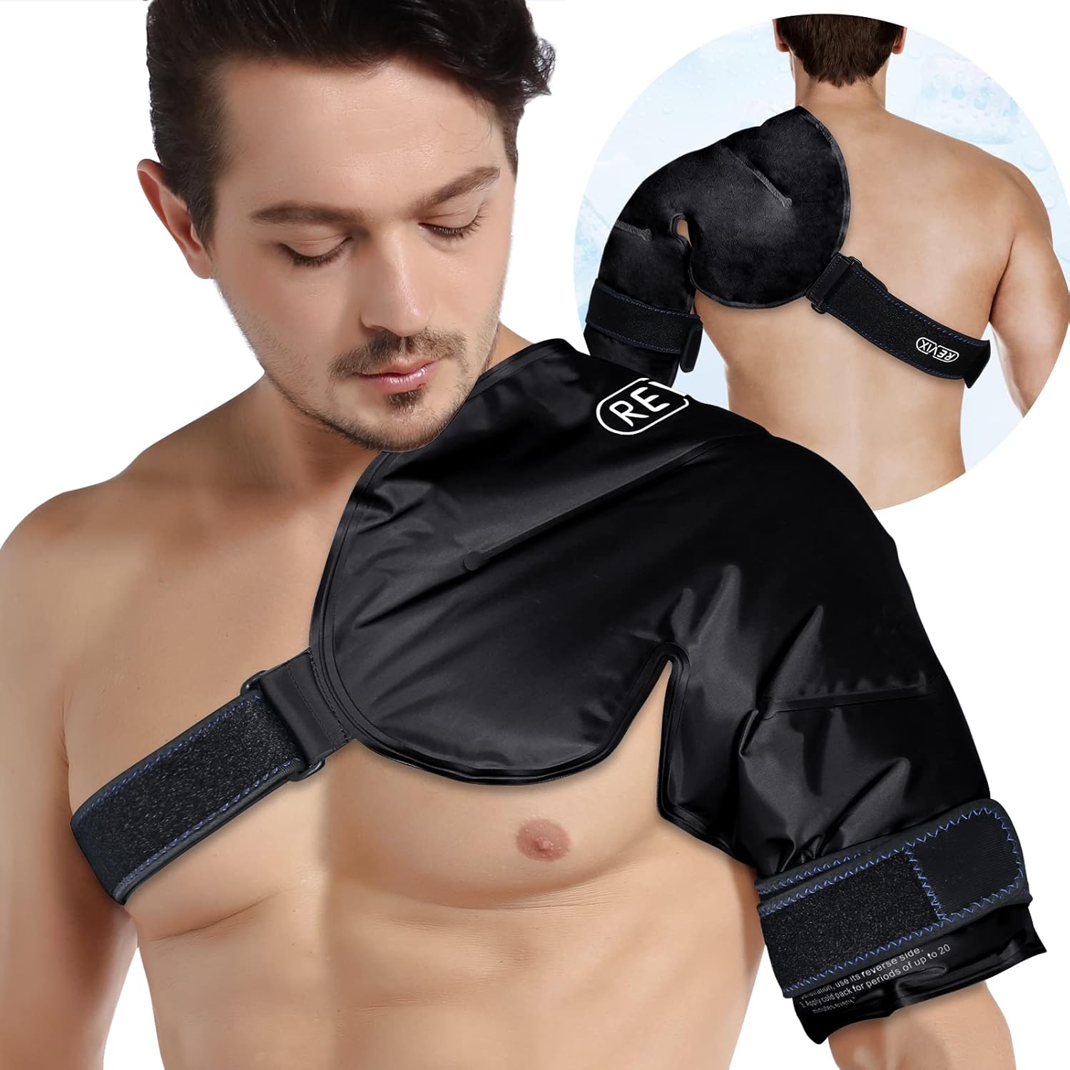 REVIX Shoulder Ice Pack Wrap for Rotator Cuff, Reusable Gel Cold Pack