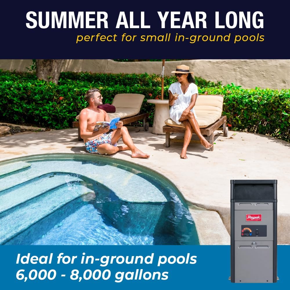 Raypak PR106AENC 105,000 BTU Natural Gas Pool Heater for Above Ground Pool and Spa Elevations 0–4,999 ft (014779)