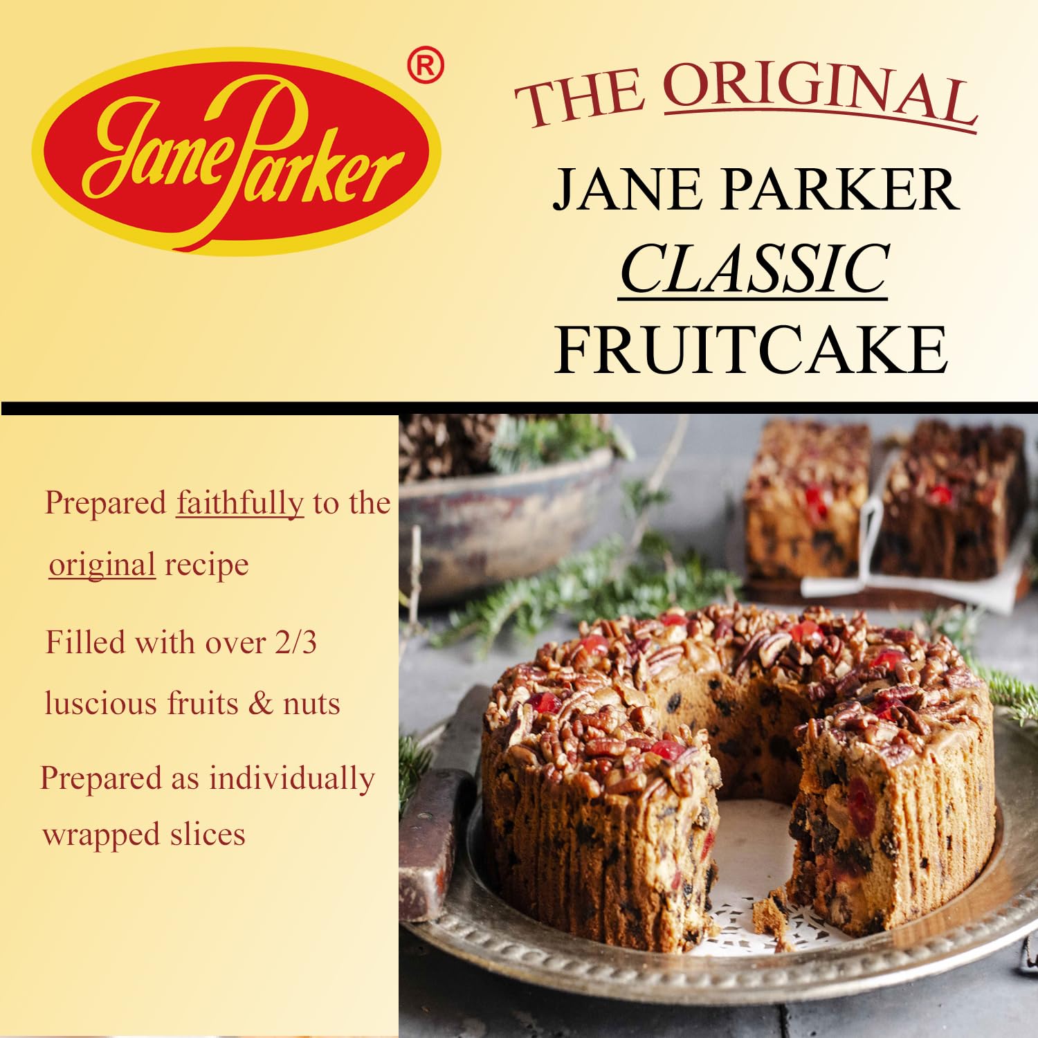Jane Parker Fruitcake Classic Light Fruit Cake 5 Pound (80 Ounce) Ring in a Collectible Holiday Tin-Holiday-Christmas Cake-The Best Fruitcake You