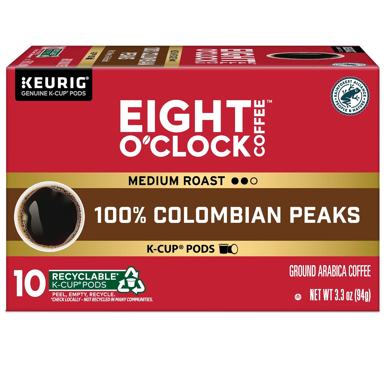 Eight O'Clock Coffee The Original, Single-Serve Keurig K-Cup Pods, Medium Roast Coffee Pods, 72 Count