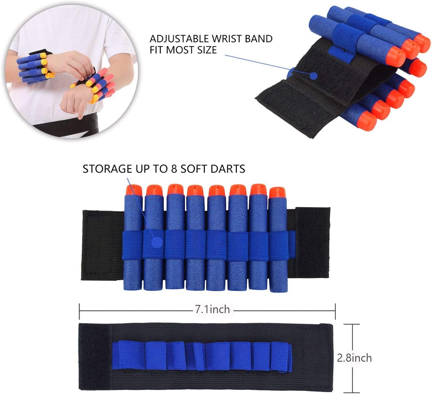 Tactical Vest Accessories Set for Nerf N-Strike Elite Series with 20 Refill Darts, 2 Quick Reload Clips, Wrist Ammo Holder, Safety Glasses