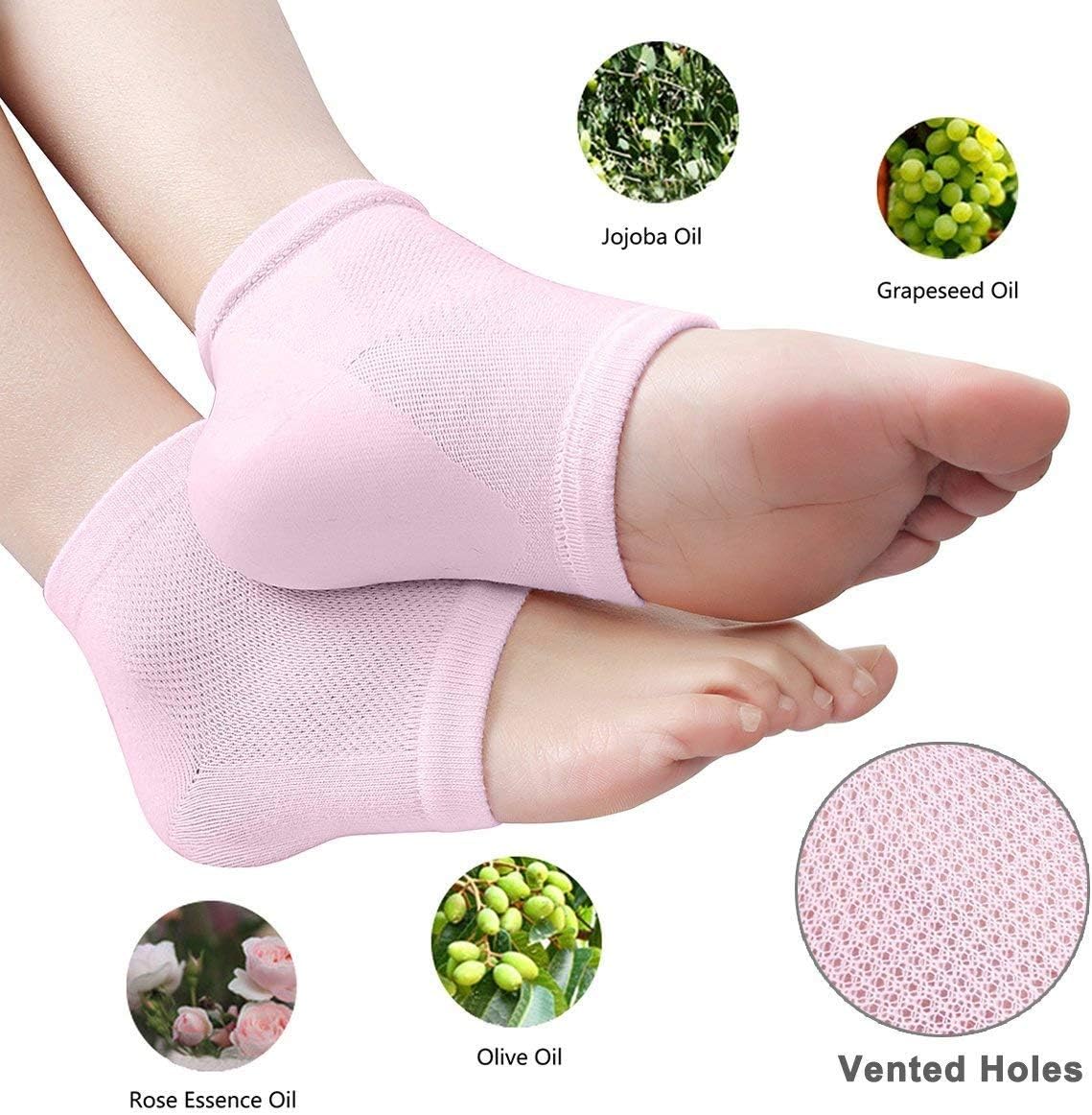 Codream Vented Moisturizing Socks Lotion Gel for Dry Cracked Heels 2 Pairs | Spa Gel Socks Humectant Moisturizer Heel Balm Foot Treatment Care Heel