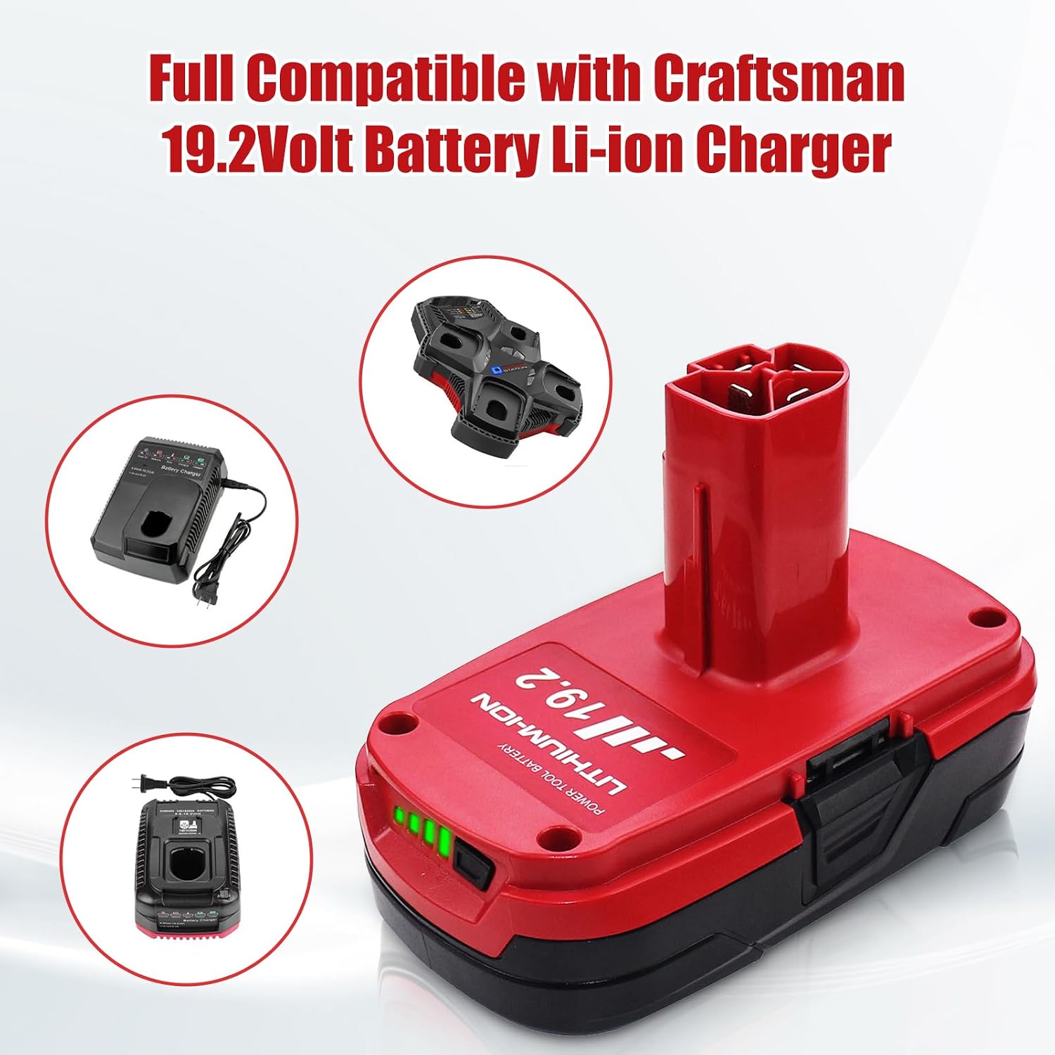 2 Packs 3.6Ah Replacement for Craftsman 19.2 Volt Battery(Red) | Compatible with Craftsman 19.2V Batteries Diehard C3 315.pp2011 315.pp2020 315.113753 130279005 1323903 11375 315.115410