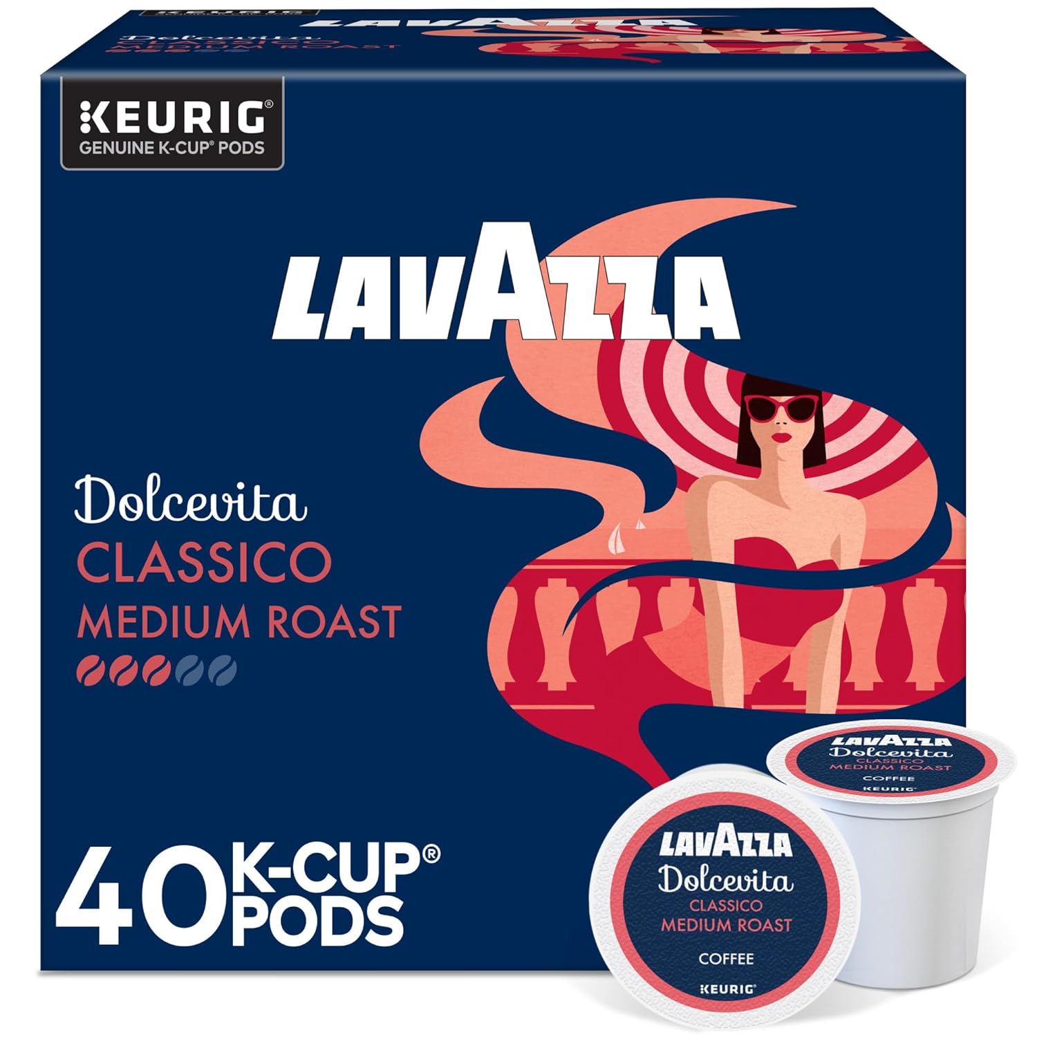 Lavazza Espresso, Single-Serve Keurig K-Cup Pods, Medium Roast Coffee, 32-Count Box