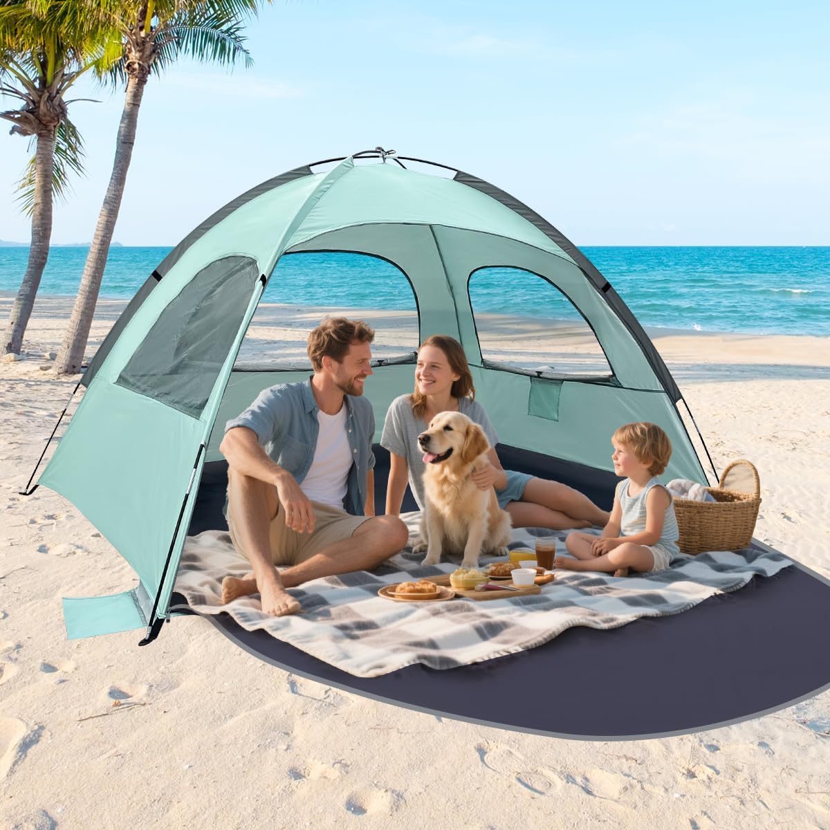 NXONE Beach Tent Sun Shelter, UPF 50+ UV Protection, Easy Setup