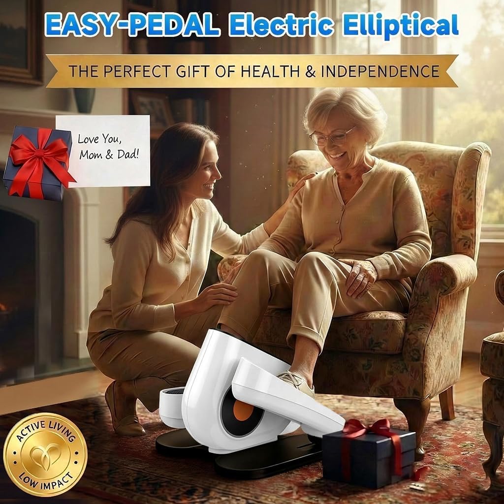 Under Desk Elliptical, Quiet Motorized Leg Exerciser with Remote Control | Quiet pedal exerciser for seniors, home and office use