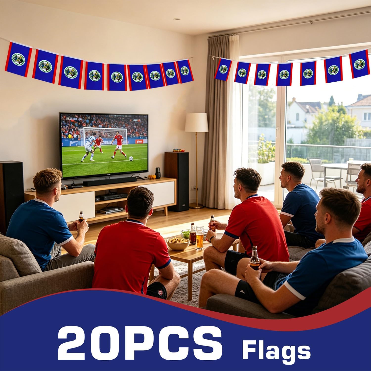 Nicaragua String Flags Banner Mini Small Nicaraguans Flag Bunting Patriotic Hanging Decor,National Holiday, Sports Game, Fiesta & Themed Party,18 Feet 20 Flags