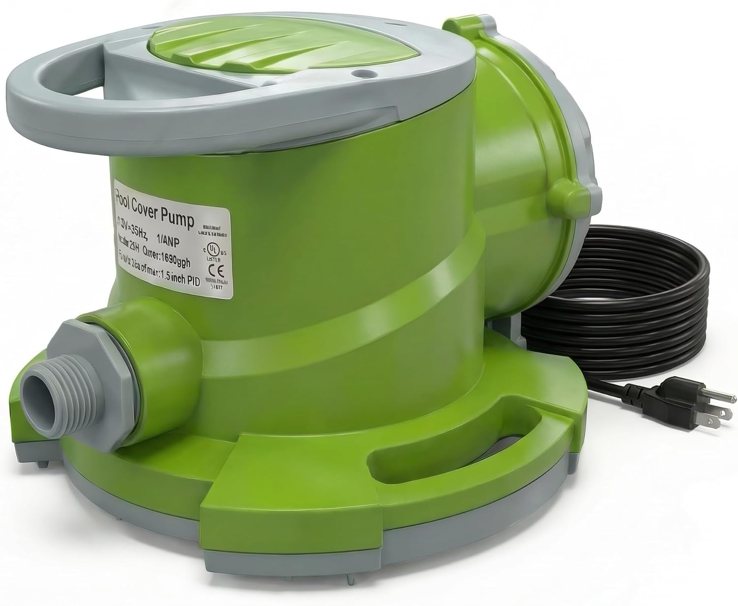 1/4 HP Automatic Swimming Pool Cover Pump, Submersible Sump Pump | 1800 GPH 25FT Head Submersible Sump Pump with 3/4” Check Valve Adapter