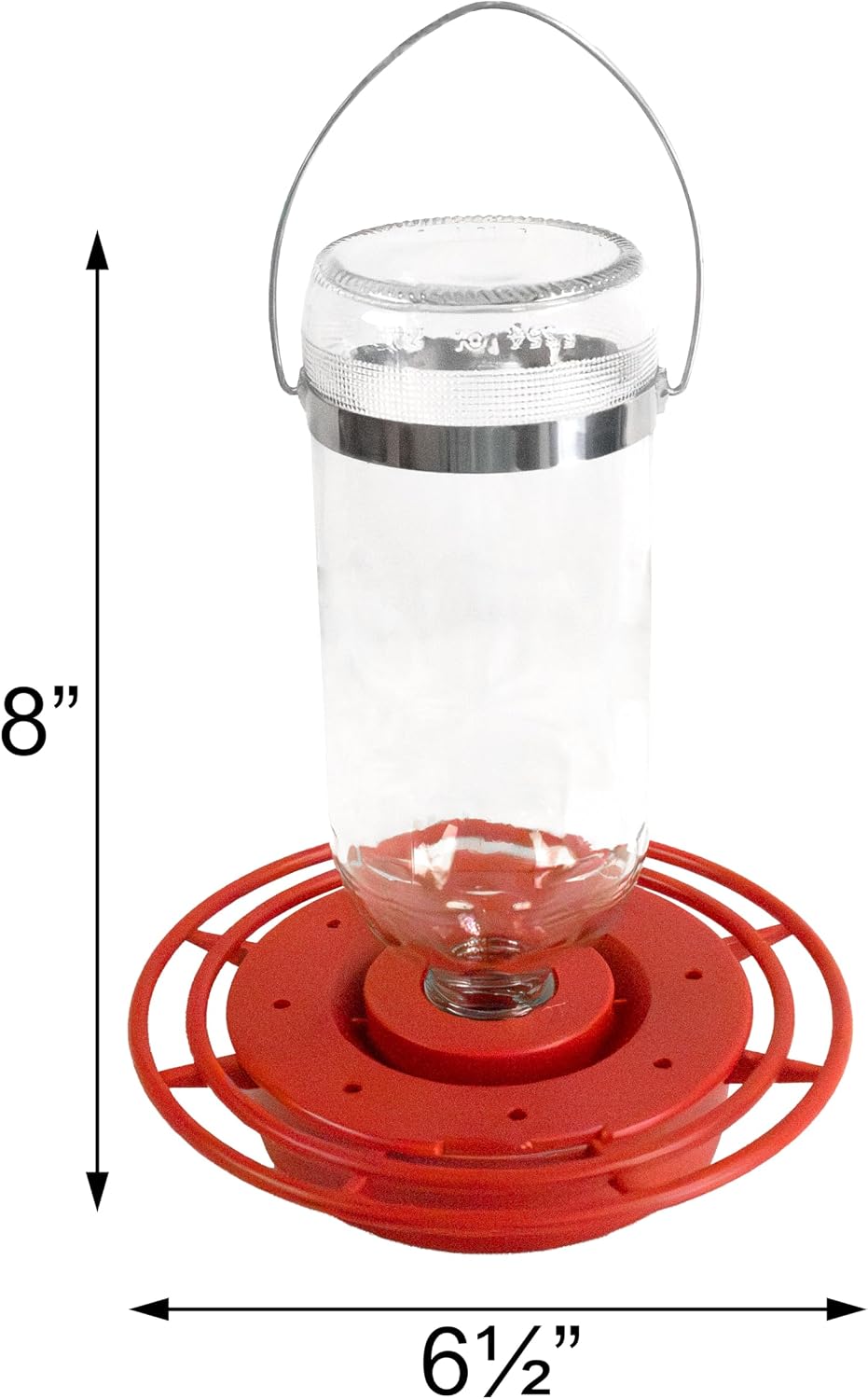 Best 1 Hummingbird Feeder with 8 Nectar Ports, Hummingbird Nectar Feeder, 16 oz Capacity, Red, Clear
