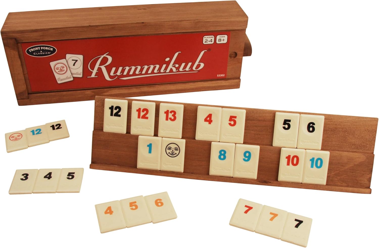Rummikub Tile Game in Vintage Edition Wooden Storage Case, Ages 8+