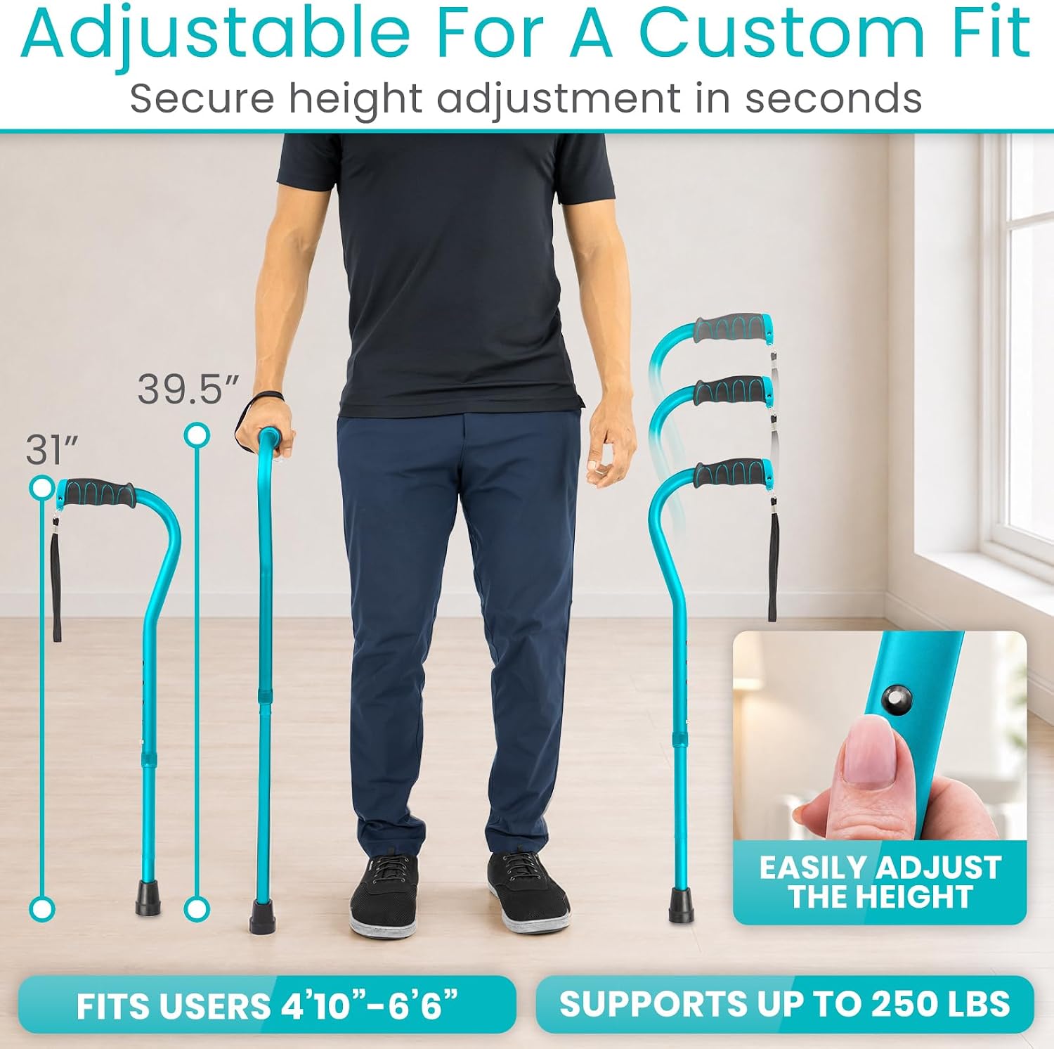 Vive Walking Cane for Women, Men, Elderly - Patented Offset Grip