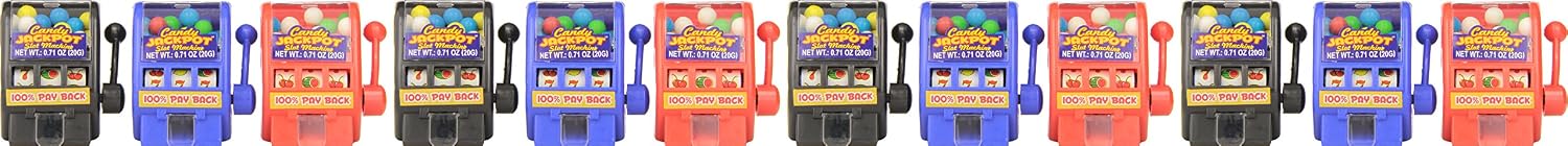Kidsmania Candy Jackpot Slot Machine Candy Dispenser, 0.7-Ounce Candy-Filled Dispensers (Pack of 12)