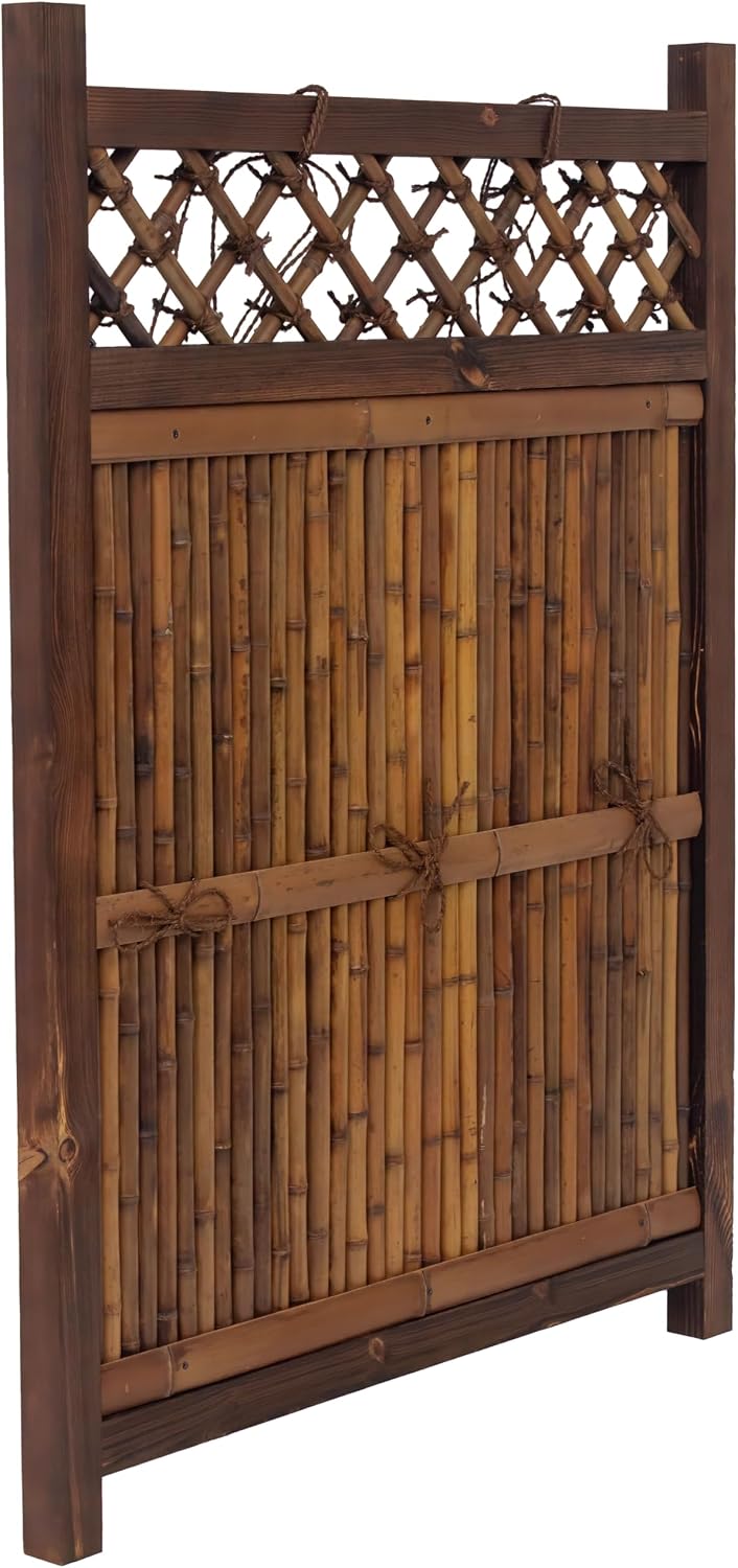 Red Lantern 4 x 1.5 ft. Japanese Bamboo Kumo Fence Panel, 4ft. x 2ft, Brown