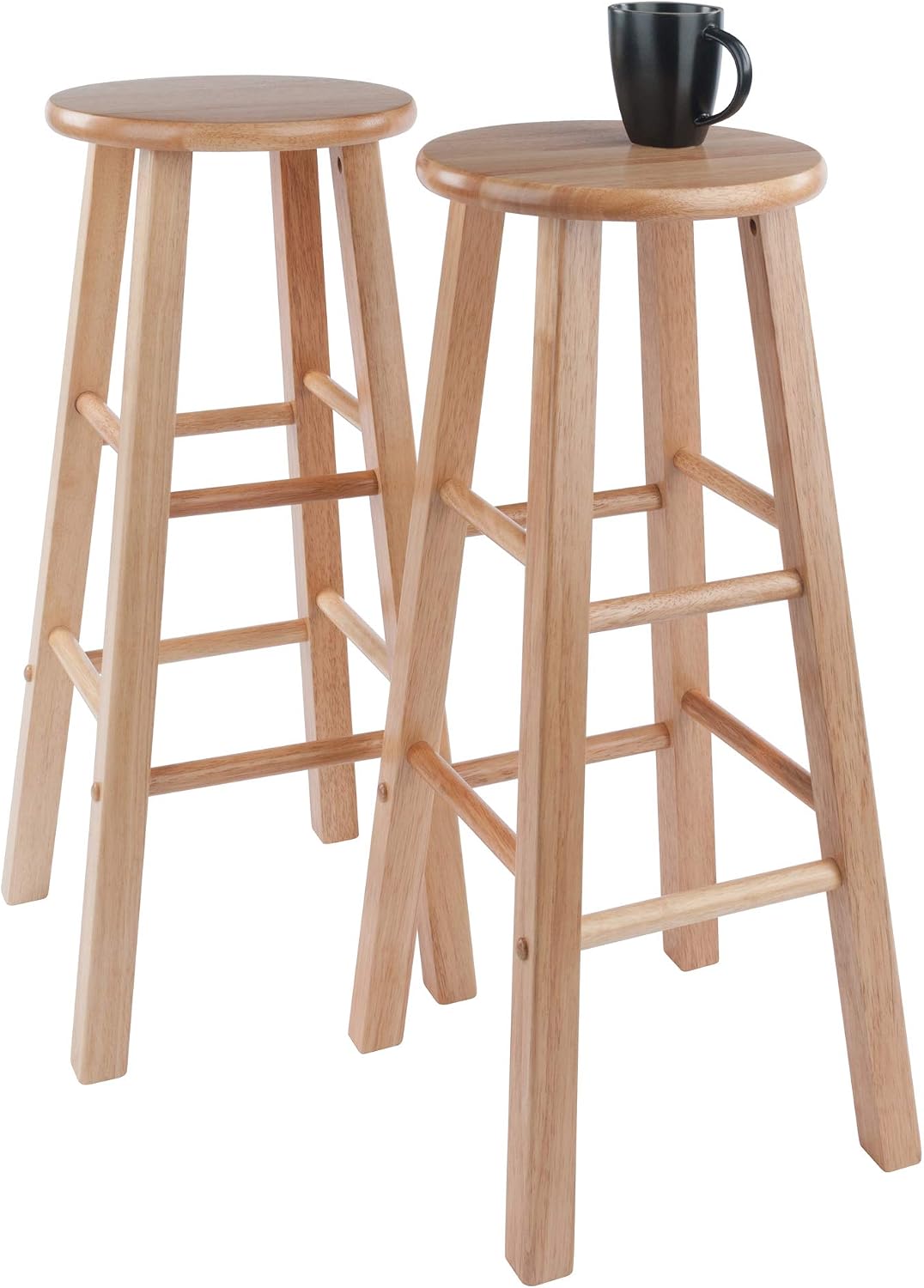 Winsome Element Counter Stools, Natural & White, 24", 2 Piece Set