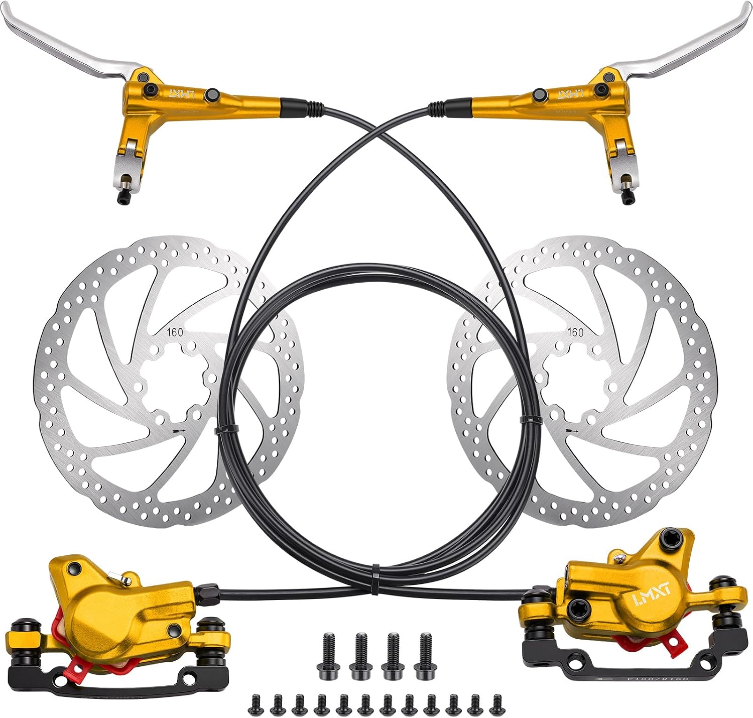 TOBWOLF MTB Cable Disc Brake Kit, Front Rear Calipers with 160mm Rotors