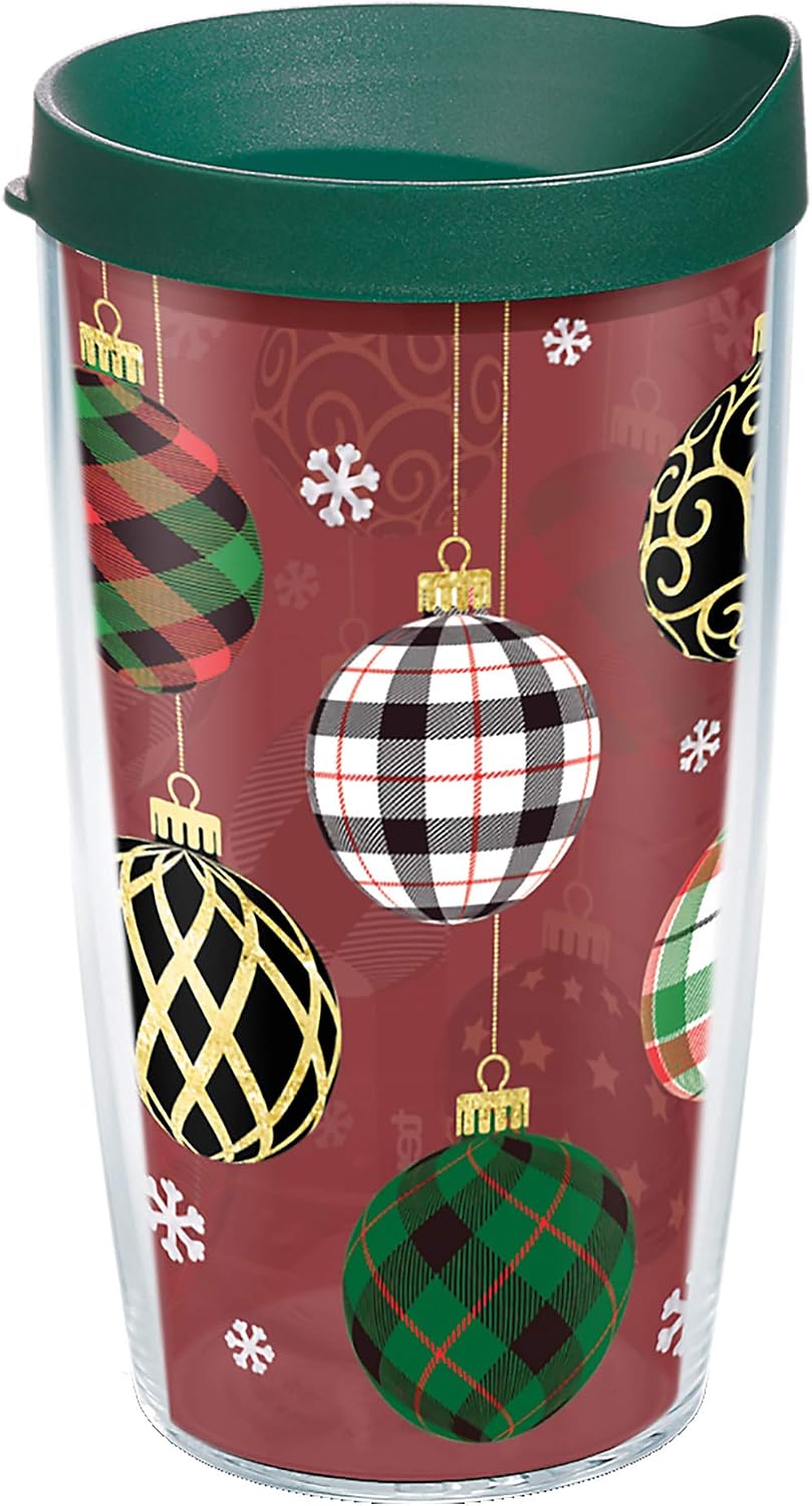 Tervis Christmas Holiday Ornaments Made in USA Double Walled Insulated Tumbler Travel Cup Keeps Drinks Cold & Hot, 24oz, Classic