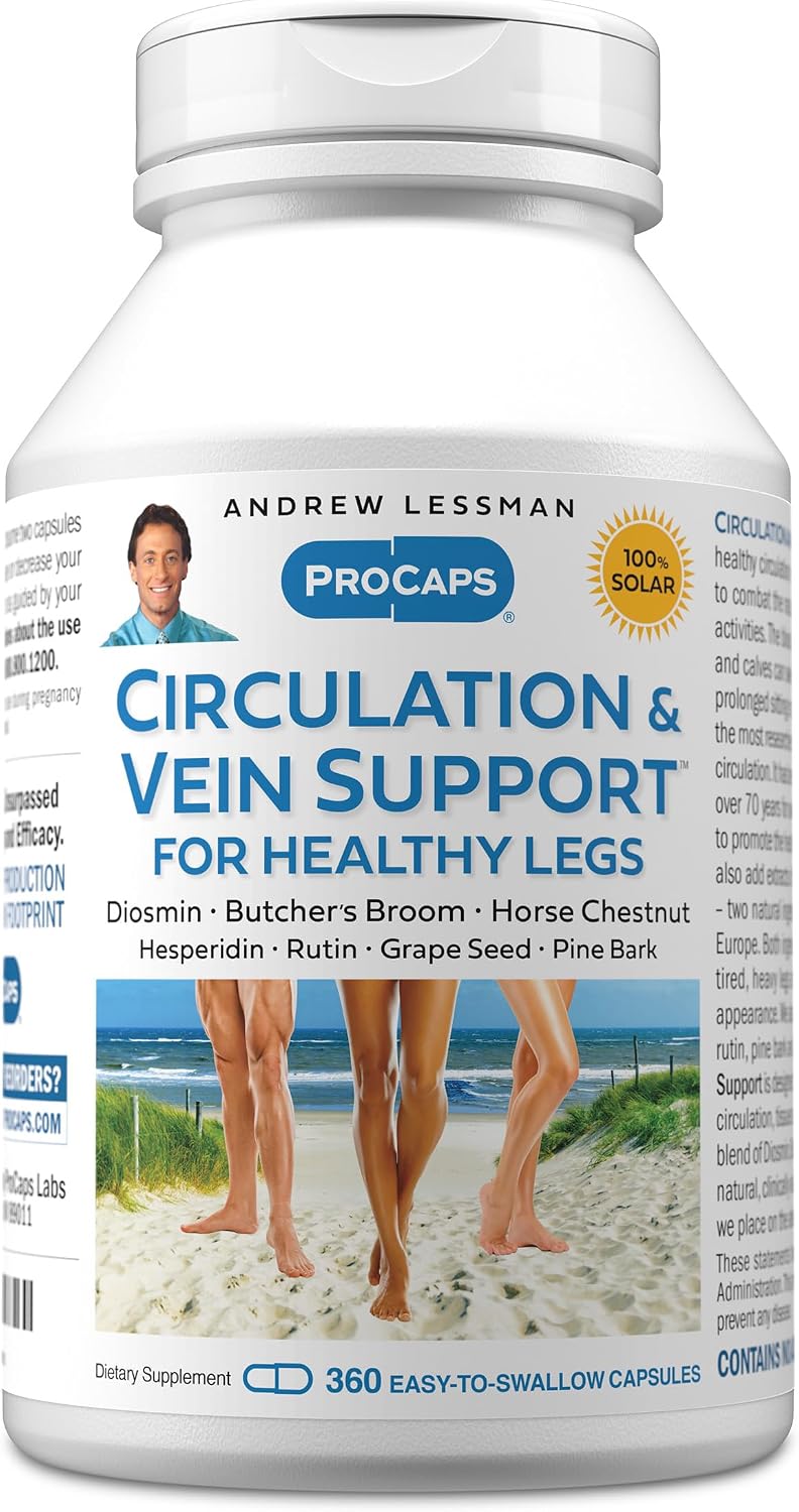 ANDREW LESSMAN ProCaps Circulation & Vein Support 30 Capsules | Standardized Botanical Extracts & Flavonoids in a Comprehensive Circulation & Vein Support Formula