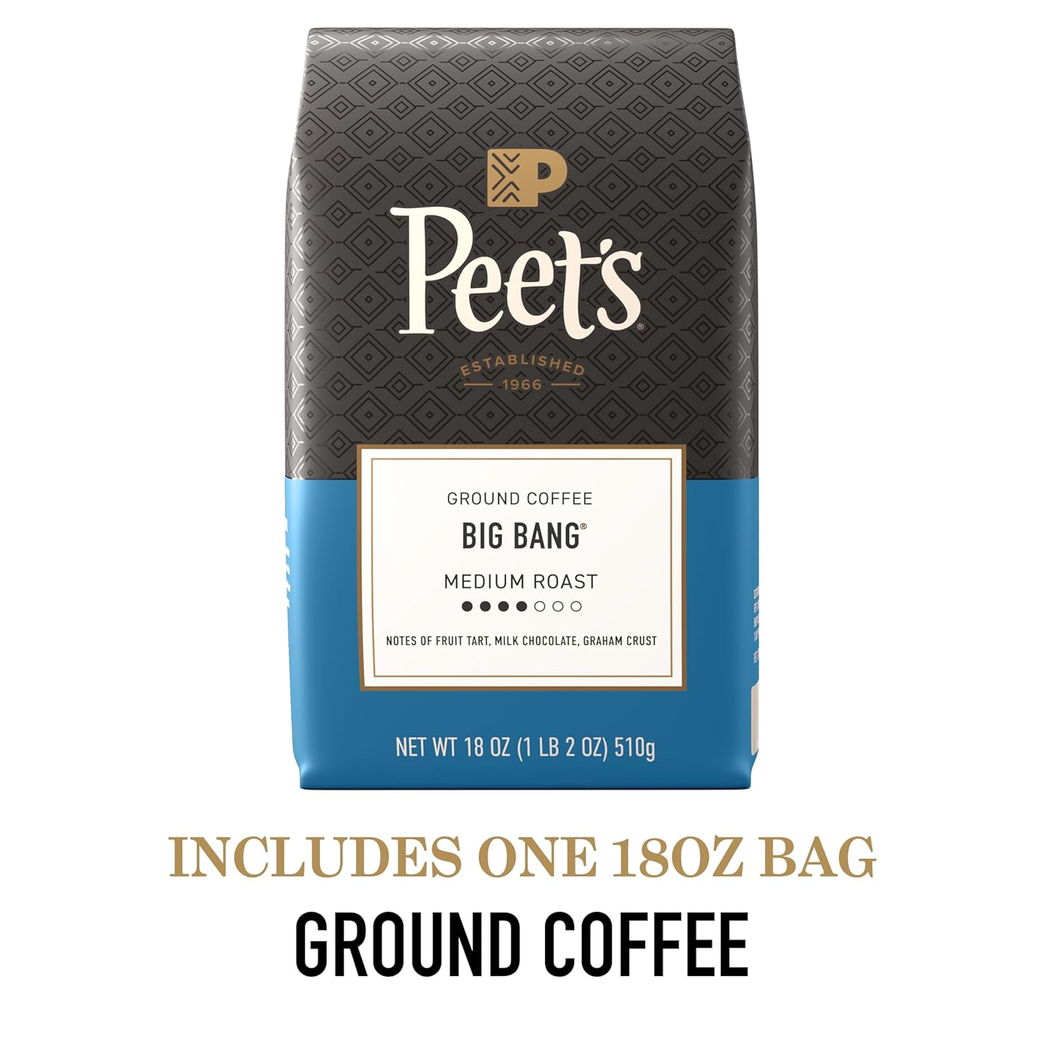 Peet's Coffee Ground Coffee Medium Roast, Big Bang, 18 Ounces