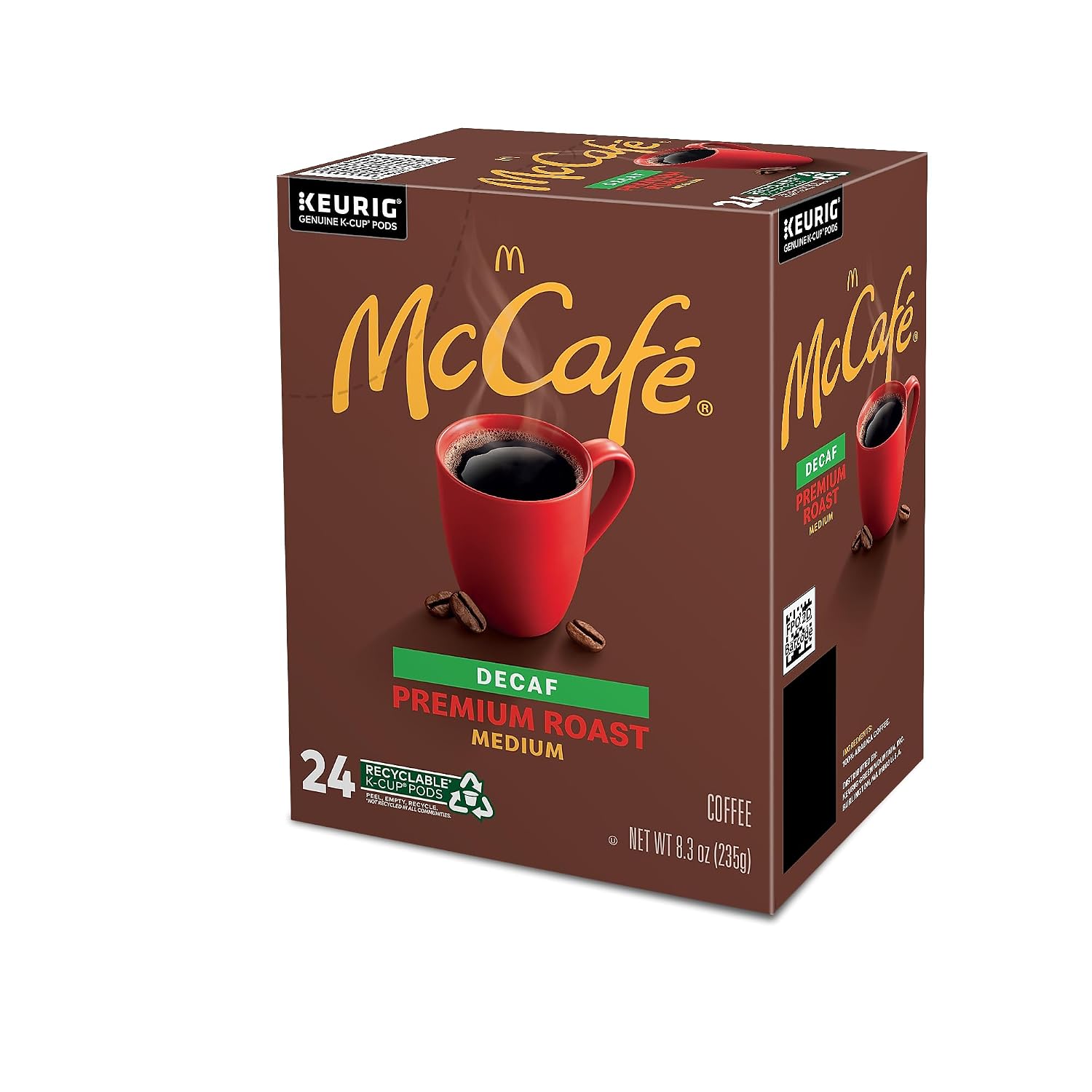 McCafe Premium Roast Decaf Coffee, Single Serve Keurig K-Cup Pods, Decaffeinated, 96 Count (4 Packs of 24)