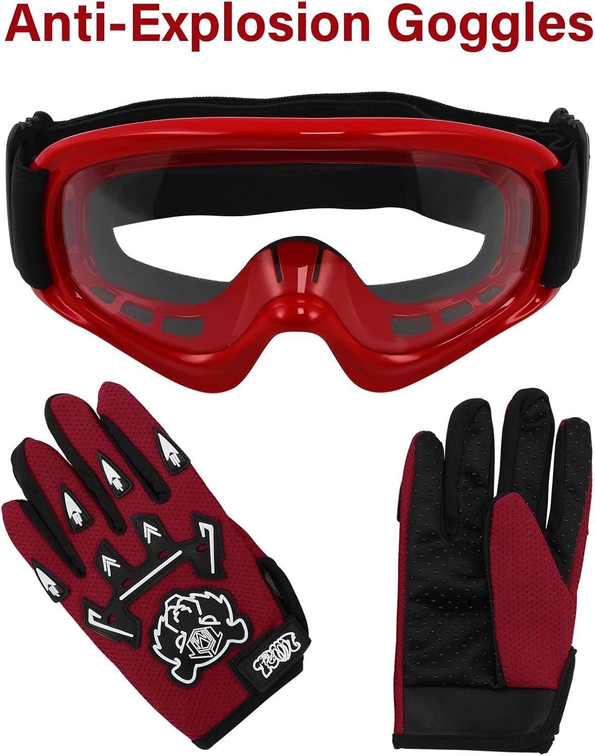 SLMOTO ATV Helmets for Kids Youth DOT Motocross Offroad Street Helmet Motorcycle Blue Helmet Dirt Bike Motocross Helmet+Goggles+Gloves