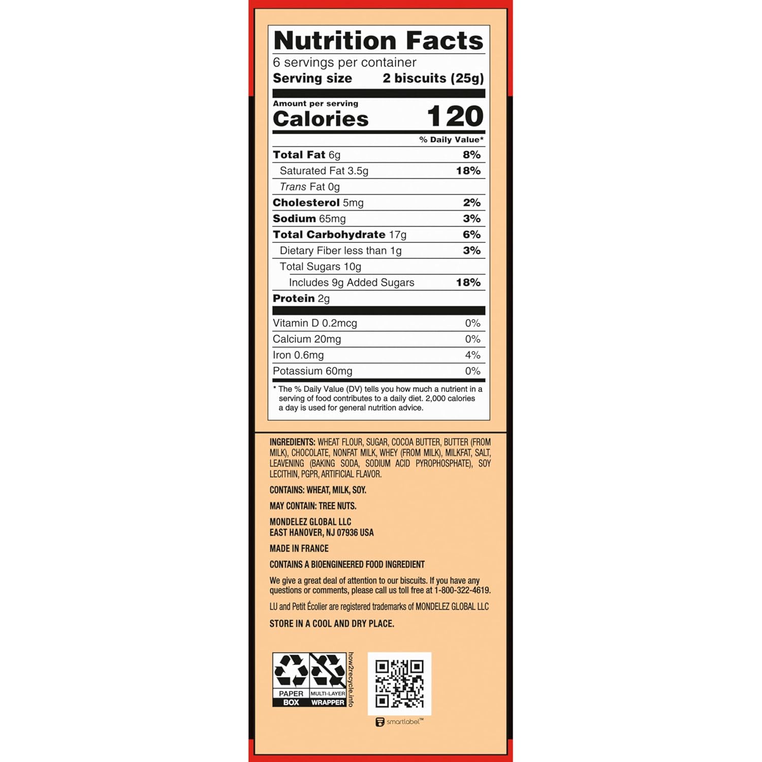 Lu Petit Ecolier European Milk Chocolate Biscuit Cookies, 5.29 oz | 6 Cookies Per Pack, Individually Wrapped
