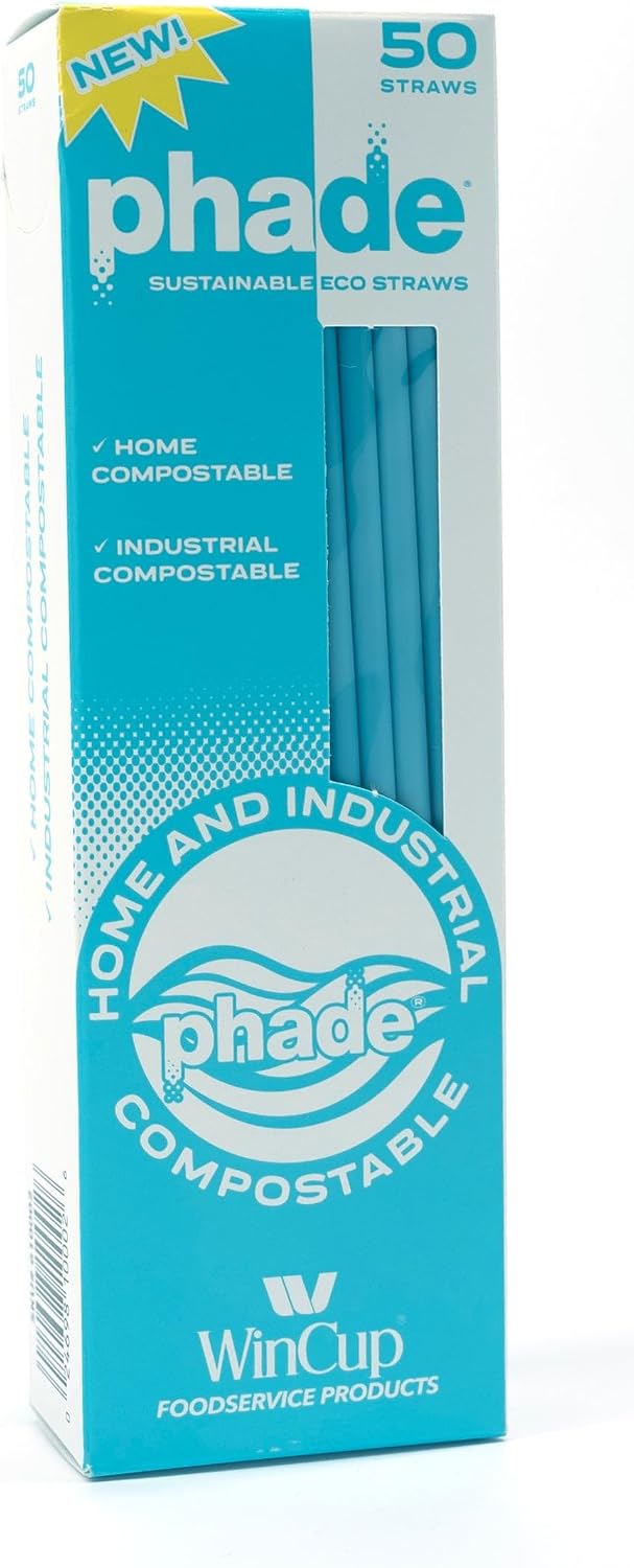 phade Phade 7.75 inch Jumbo Compostable Biodegradable Eco Straws,375 Count,Individually Wrapped,For Cold Drinks Only