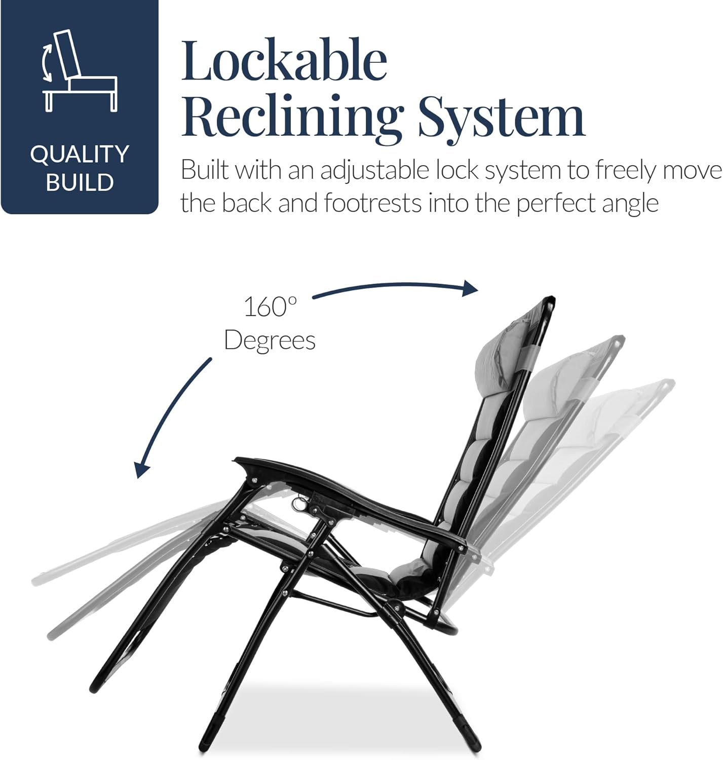 Best Choice Products Oversized Padded Zero Gravity Chair, Folding Outdoor Patio Recliner, XL Anti Gravity Lounger for Backyard w/Headrest, Cup Holder