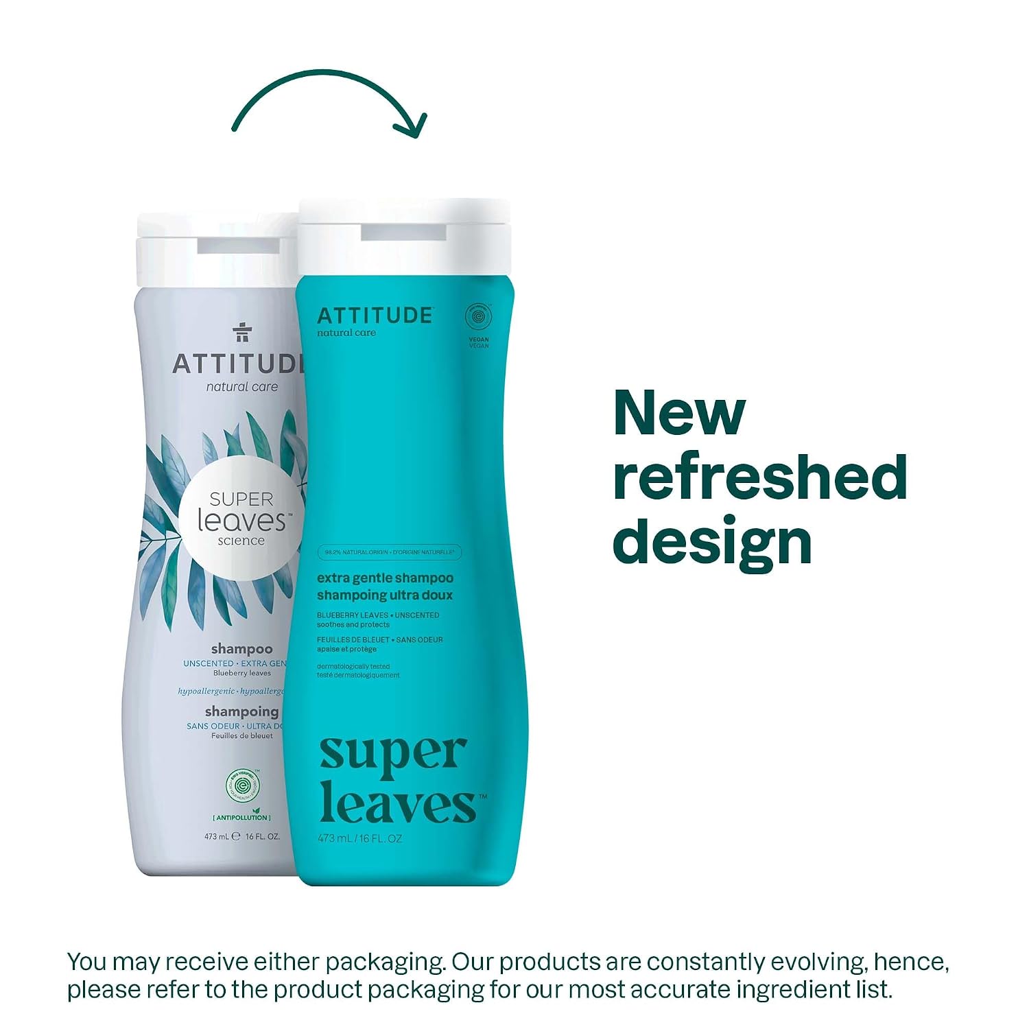 ATTITUDE Clarifying Hair Shampoo, EWG Verified, Restores Shine, Naturally Derived Ingredients, Vegan and Plant Based, Lemon Leaves and White Tea, 16 Fl Oz