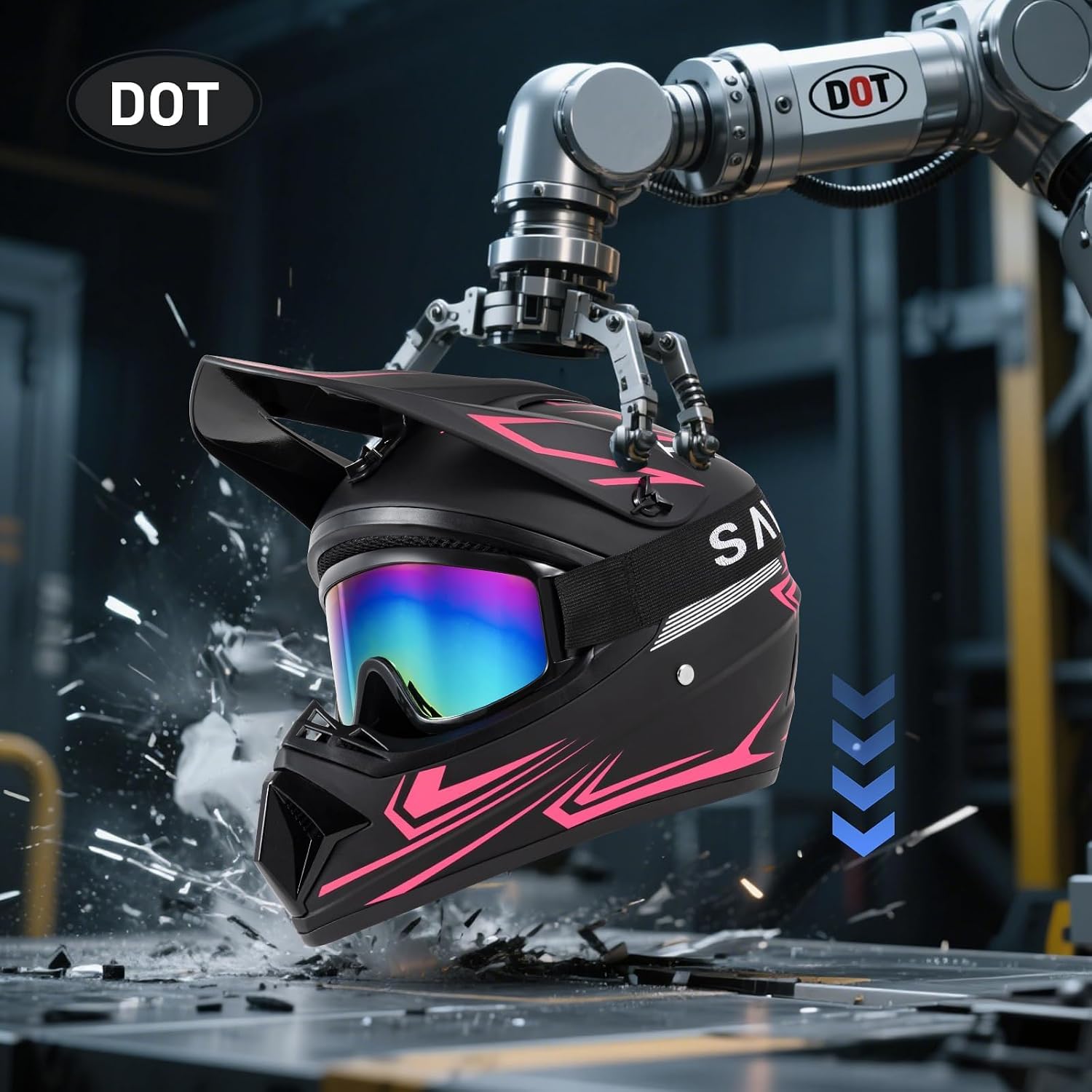 Youth Kids Dirt Bike Motocross Helmet (Goggles Gloves Face Mask) 4PCS Set, DOT Approved Full Face Motorcycle Helmets