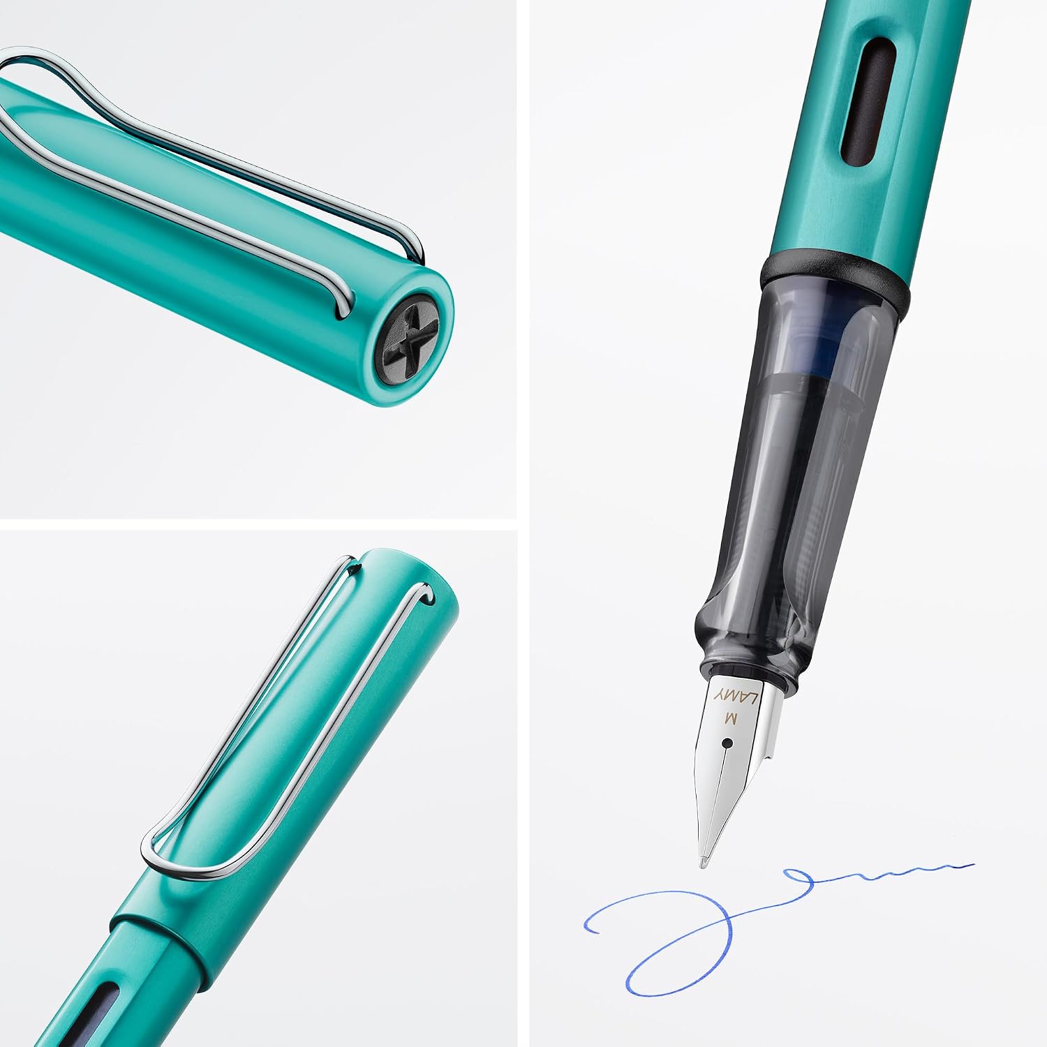 LAMY AL-star black - Fountain Pen with ergonomic grip & black Left-Handed steel nib (LH) in size M - lightweight aluminum body - including LAMY T 10 blue cartridge